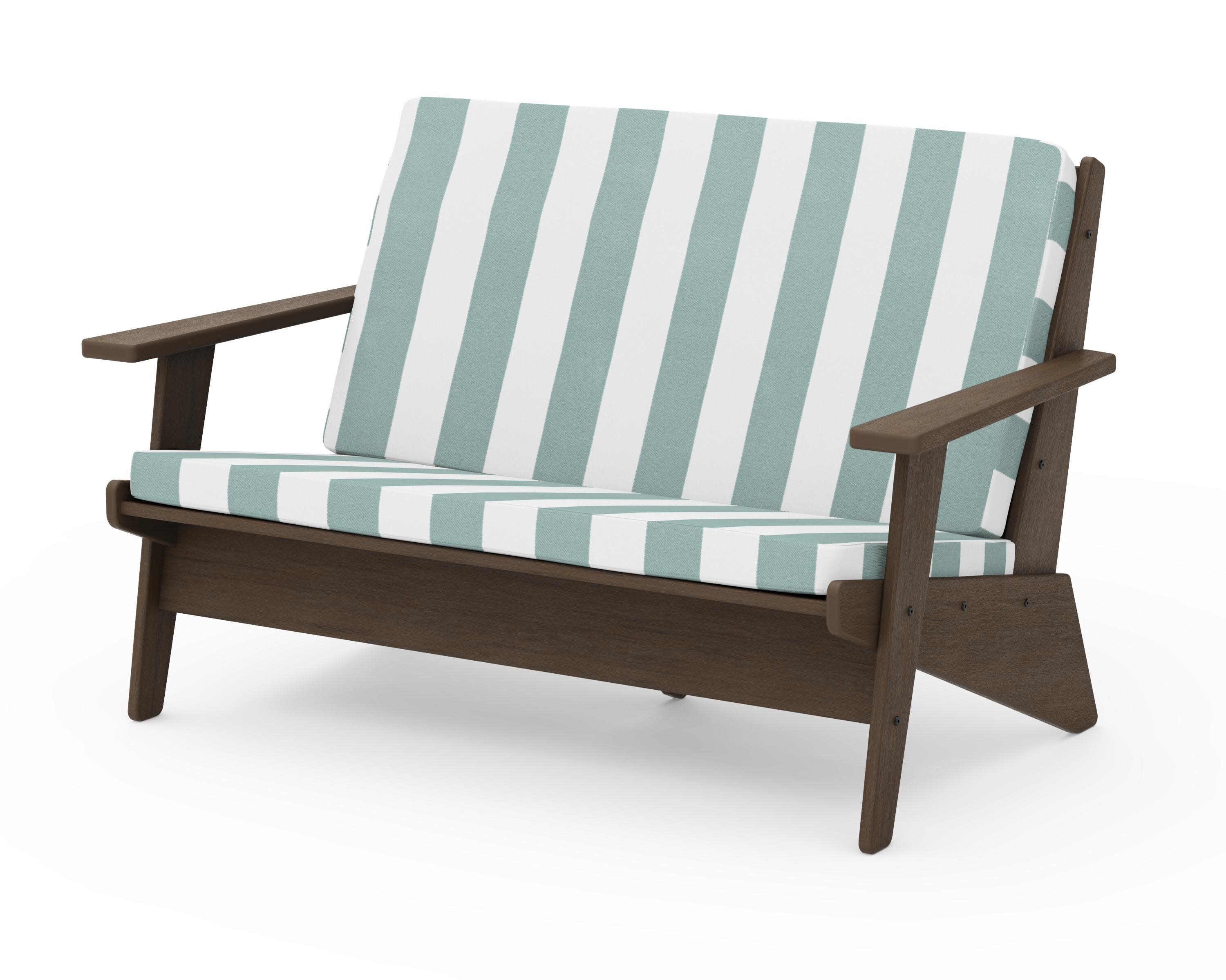 Riviera Modern Lounge Loveseat in Kona / Cabana Stripe Glacier Spa