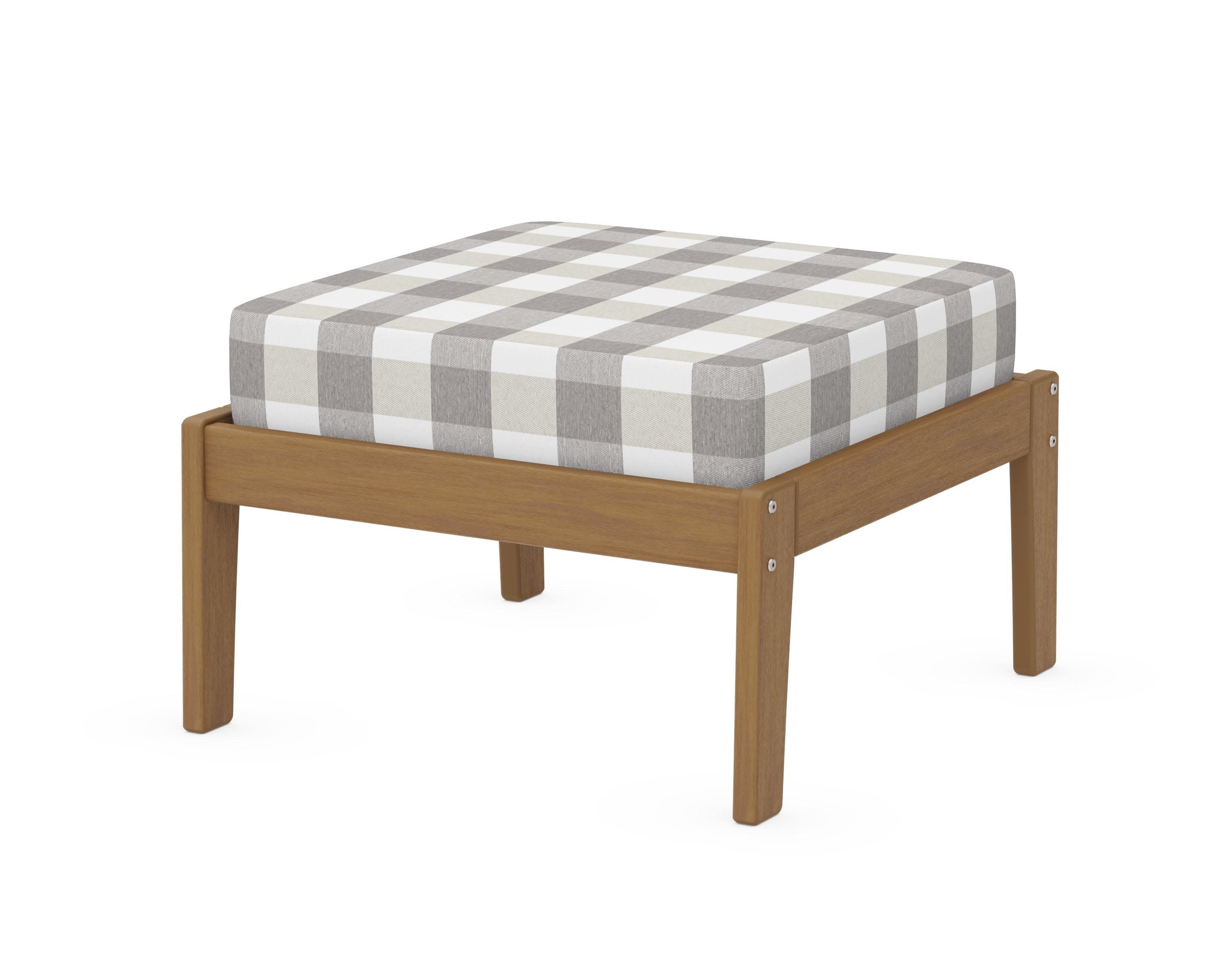 Deep Seating Ottoman in Natural / Buffalo Plaid Grey Mist