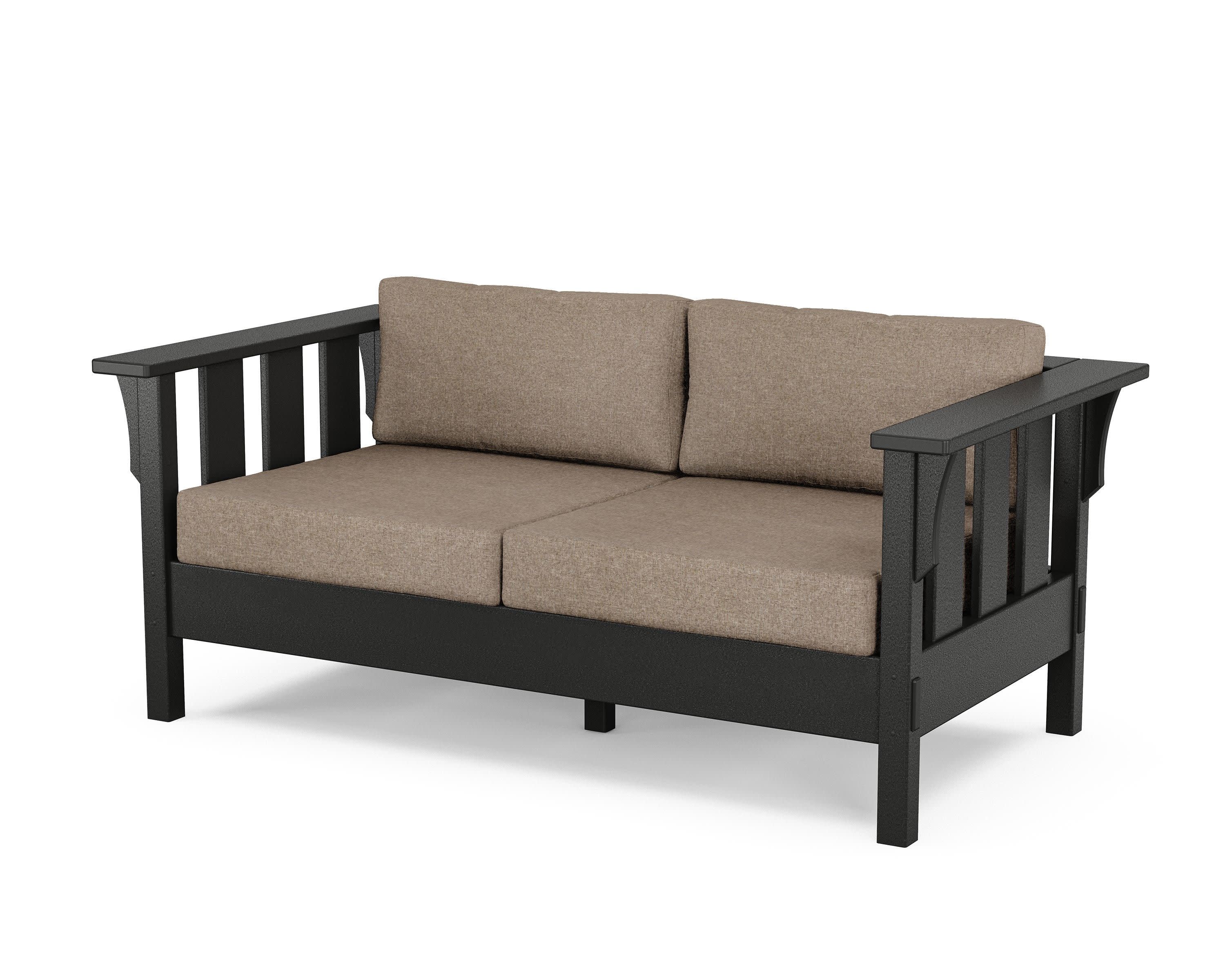 Acadia Deep Seating Loveseat in Black / Spiced Burlap