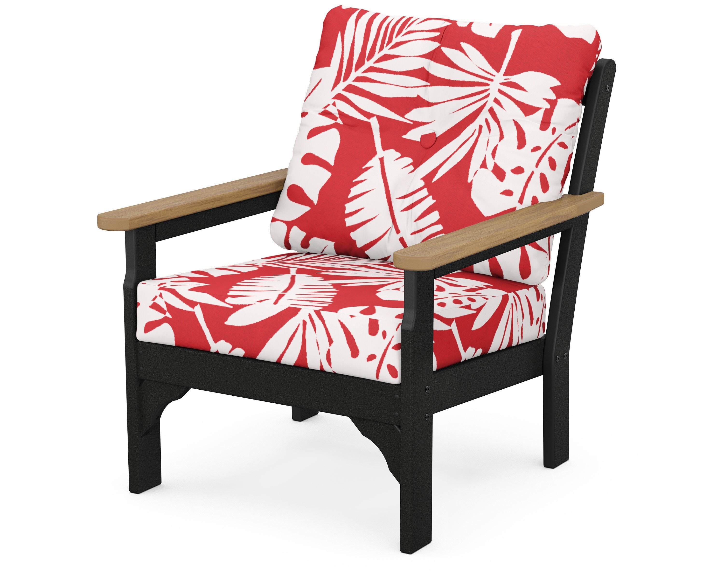 Vineyard Deep Seating Chair in Black / Natural / Leaf Crimson