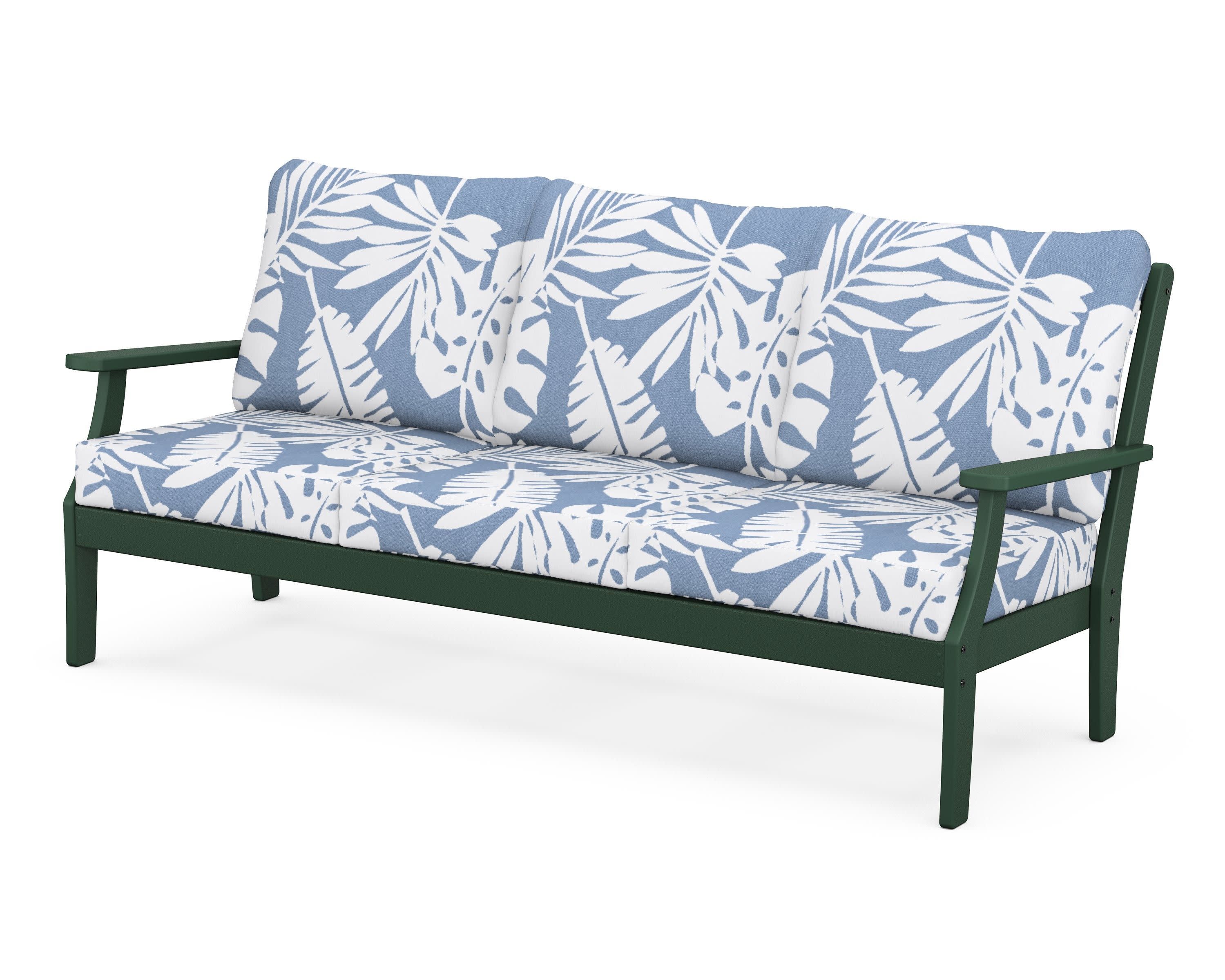 Braxton Deep Seating Sofa in Green / Leaf Sky Blue