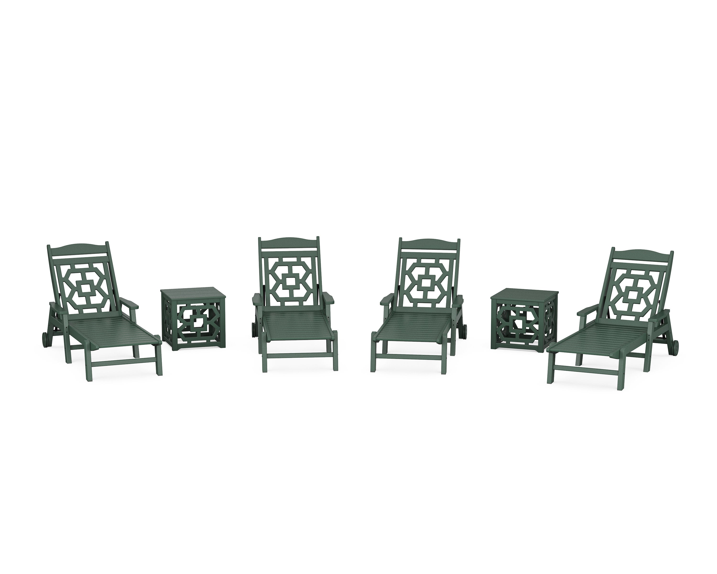 Chinoiserie 6-Piece Chaise Set in Green