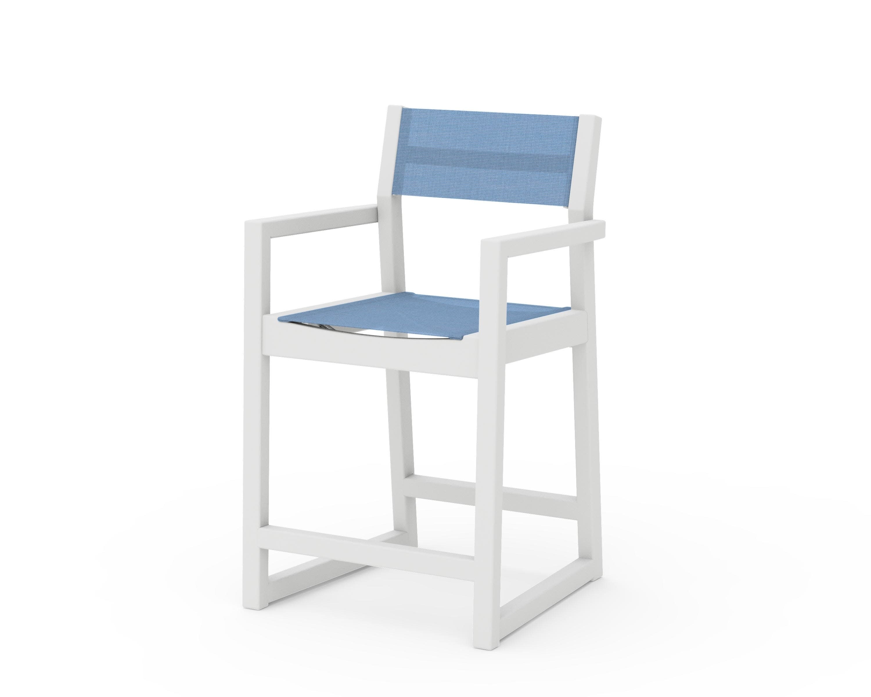 EDGE Sling Counter Arm Chair in White / Poolside Sling