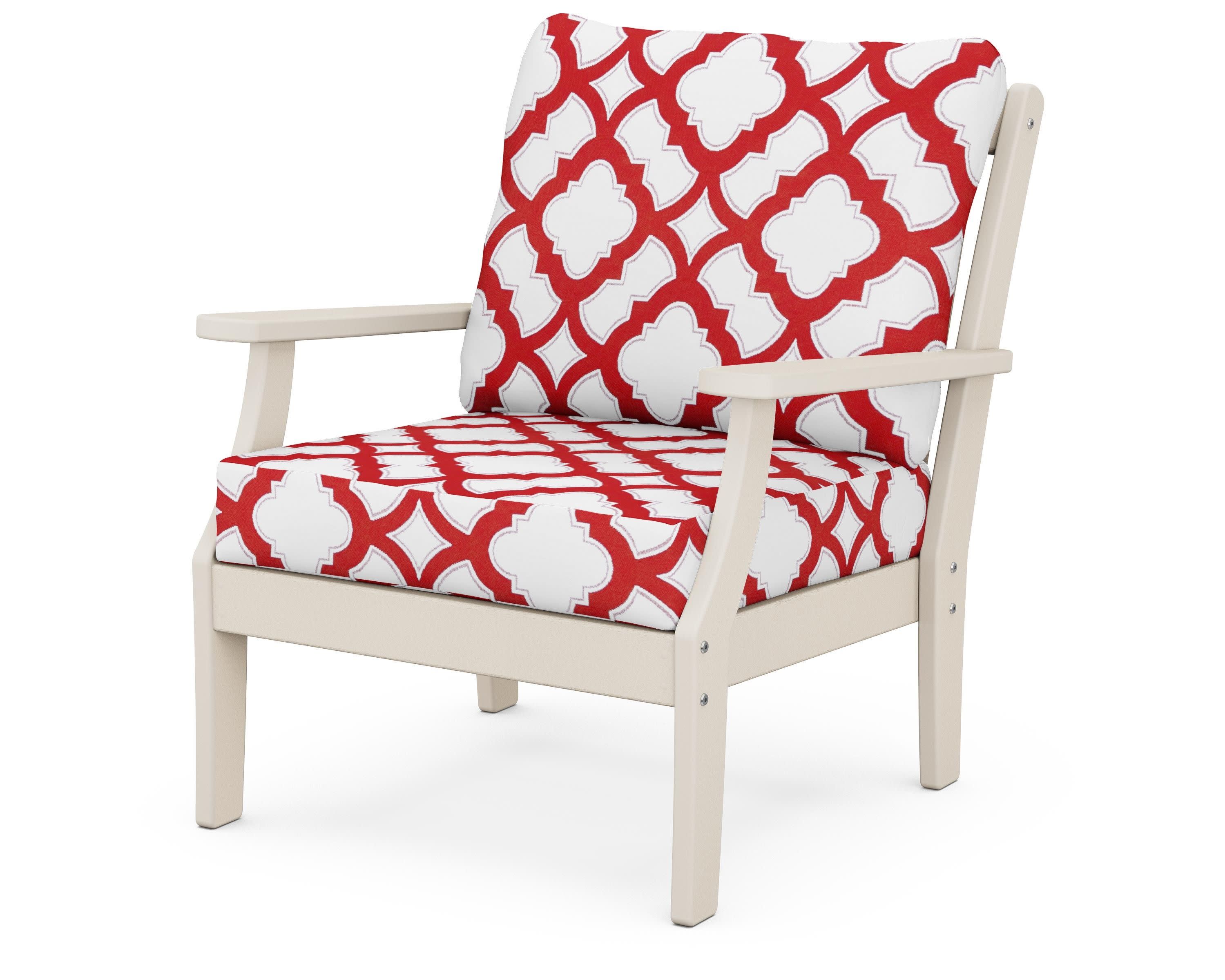Braxton Deep Seating Chair in Sand / Trellis Crimson
