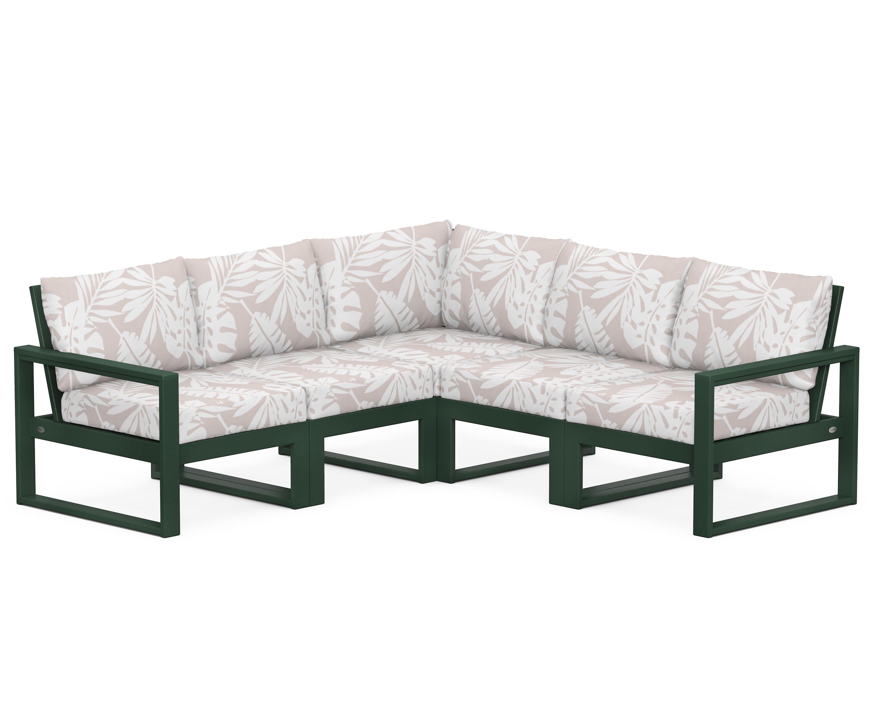 EDGE 5-Piece Modular Deep Seating Set in Green / Leaf Dune Burlap