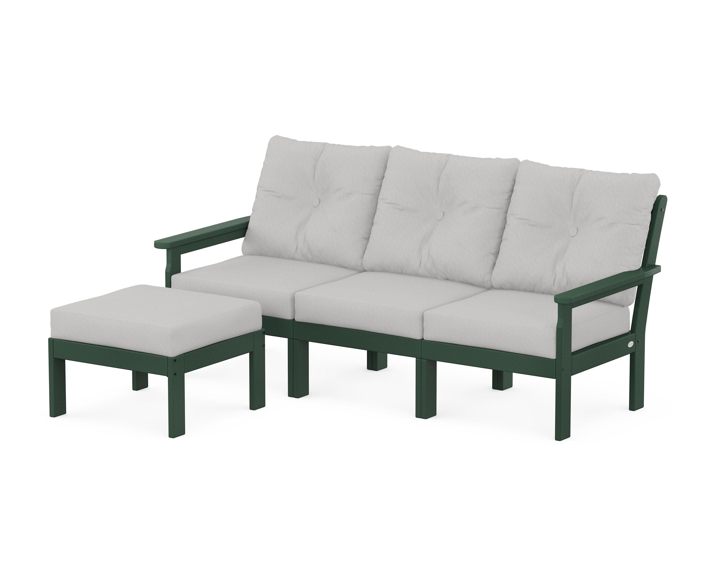 Vineyard 4-Piece Sectional with Ottoman in Green / Diamond in the Rough
