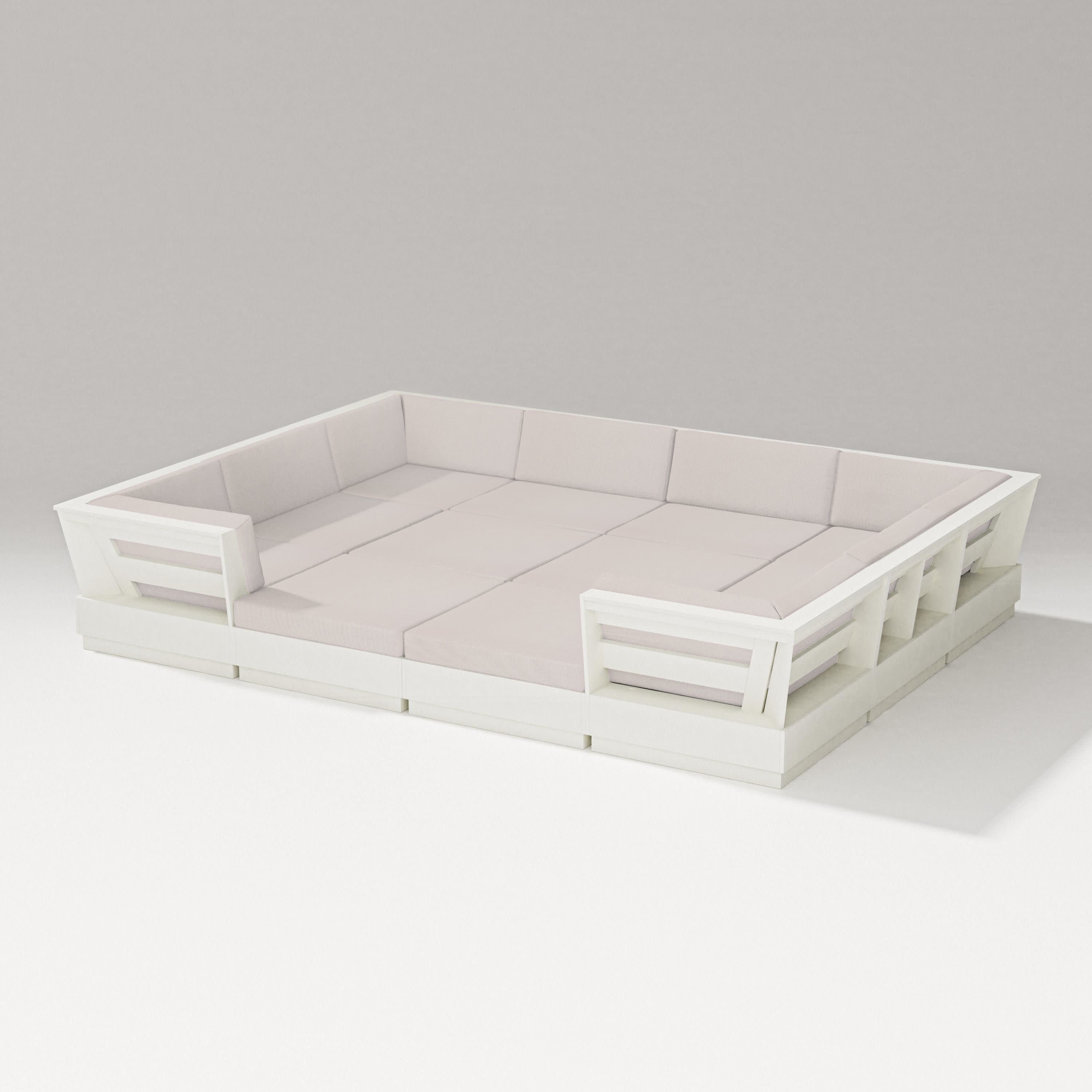 Elevate 12-Piece Pit Sectional in Vintage White / Dune Burlap