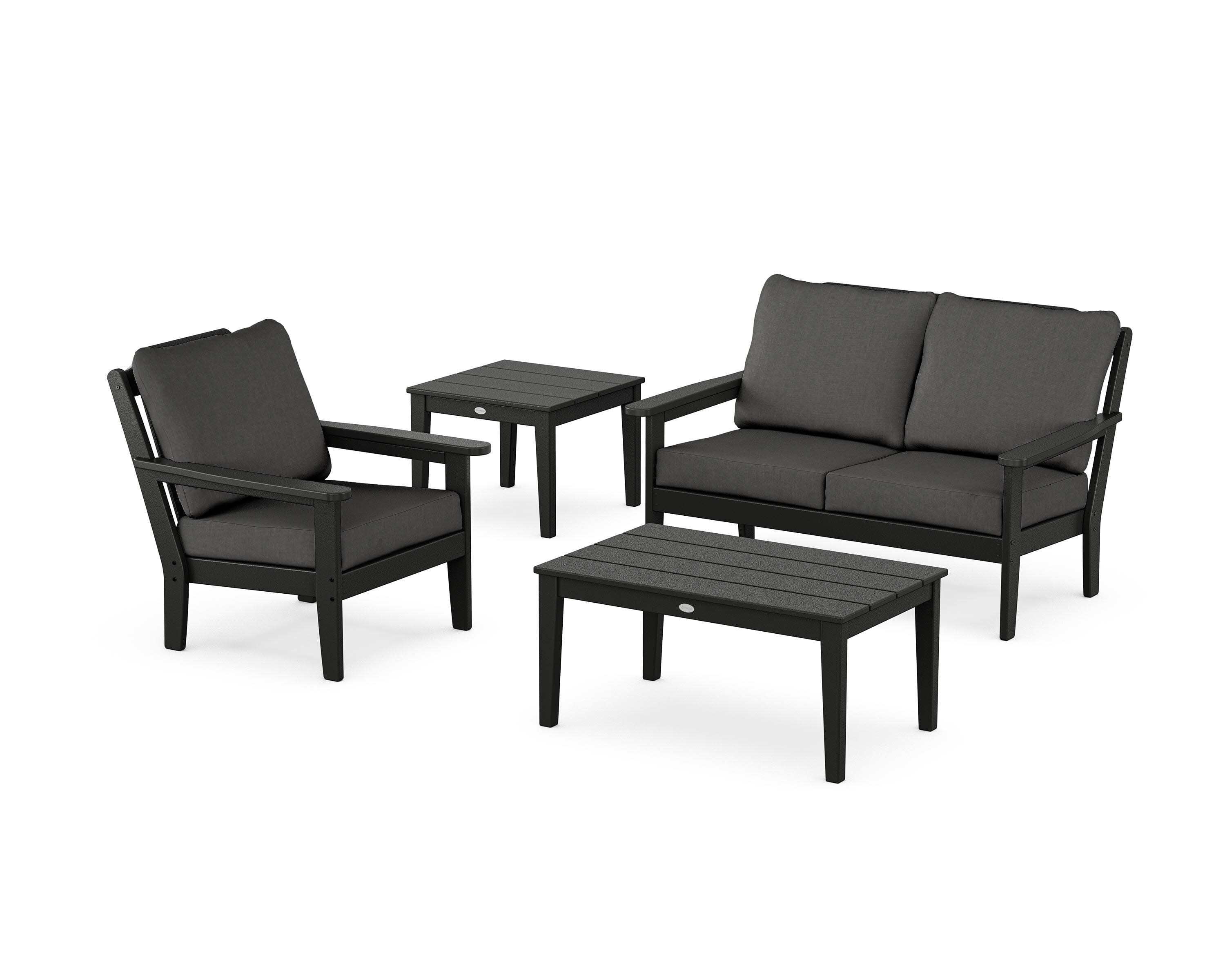 Wovendale 4-Piece Deep Seating Set in Black / Spectrum Carbon