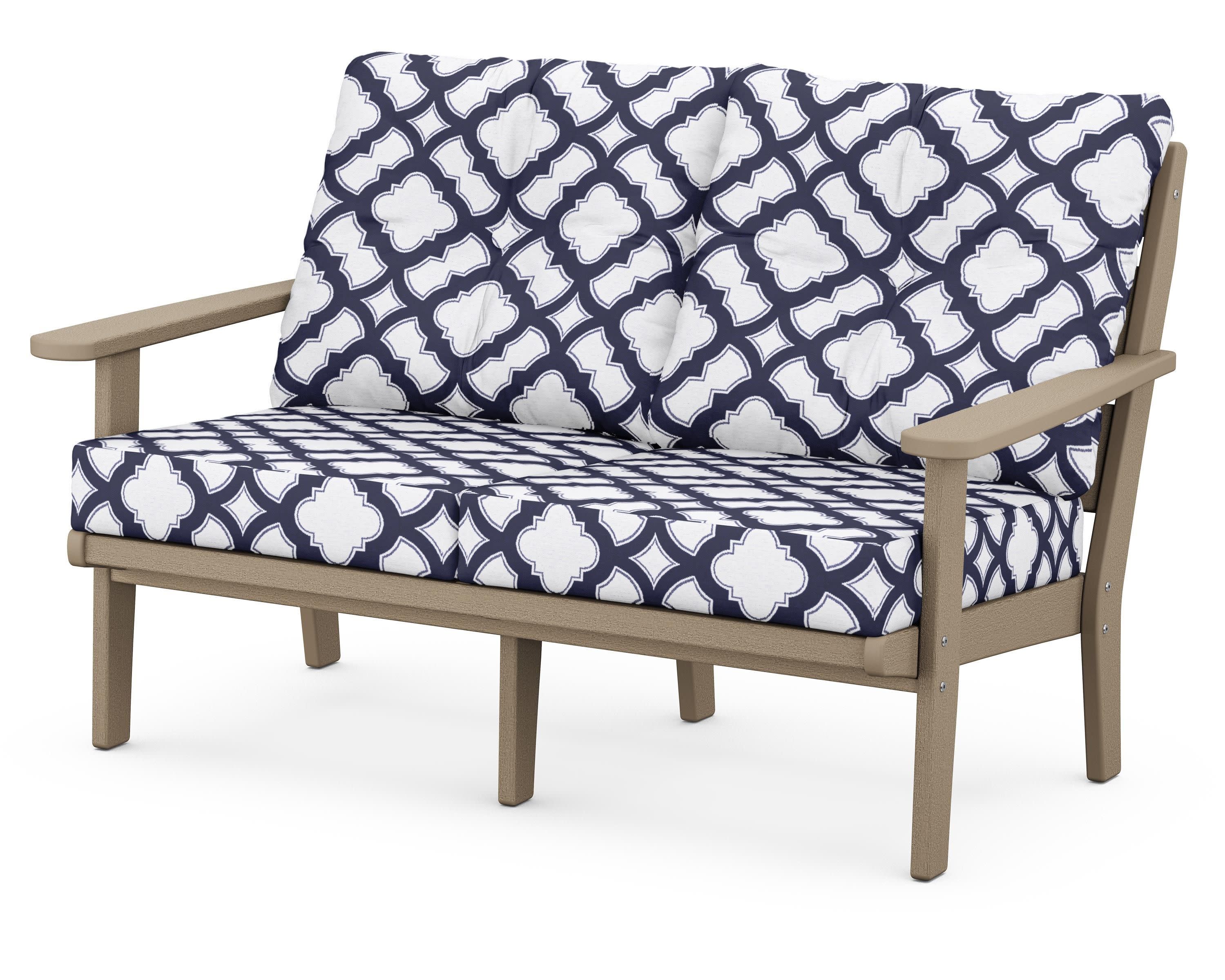 Lakeside Deep Seating Loveseat in Vintage Sahara / Trellis Navy