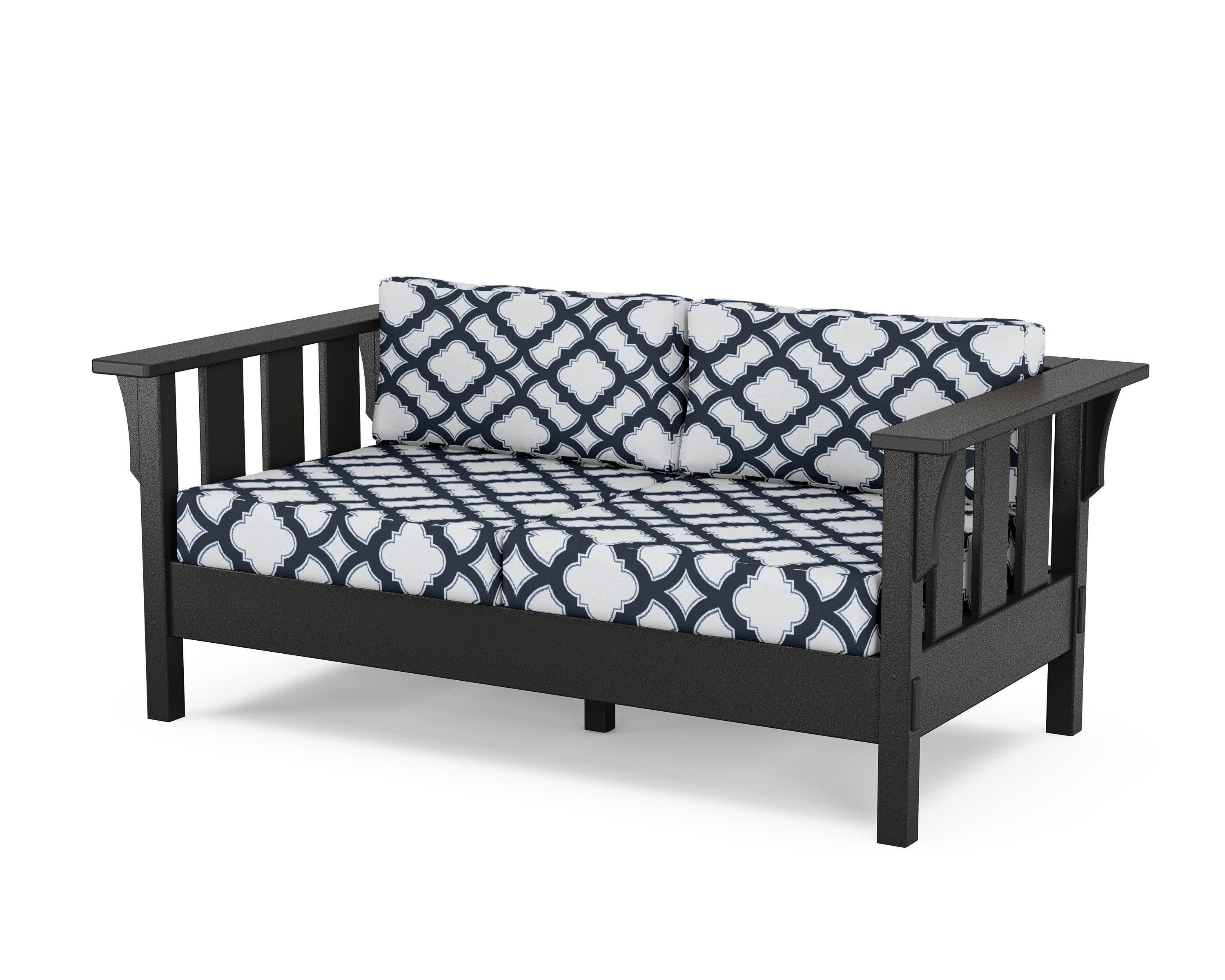 Acadia Deep Seating Loveseat in Black / Trellis Marine Indigo