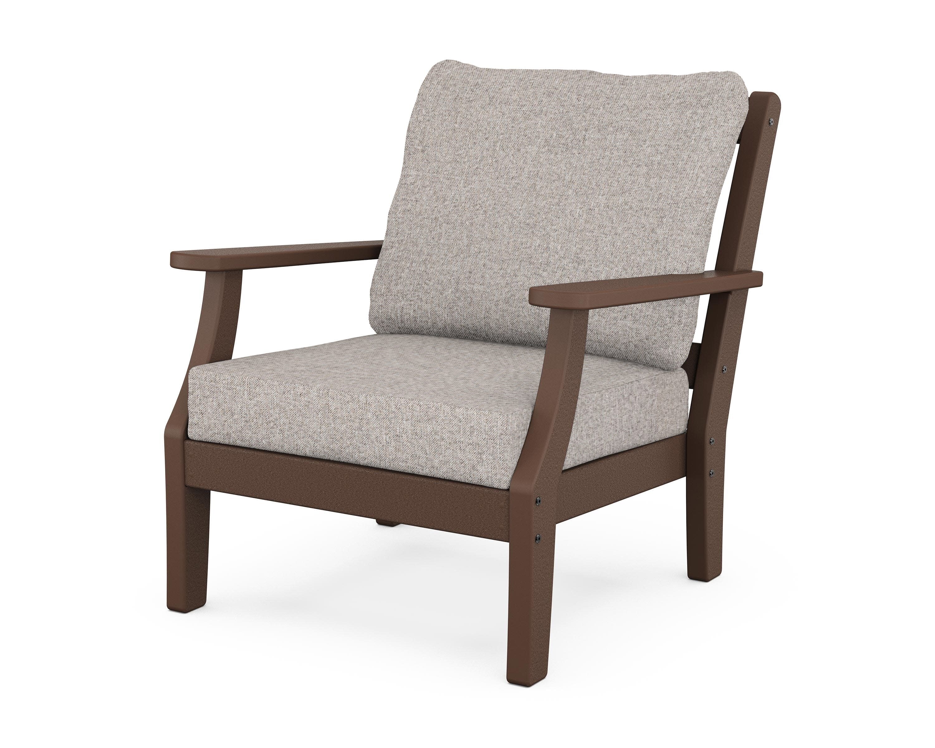 Chinoiserie Deep Seating Chair in Mahogany / Weathered Tweed