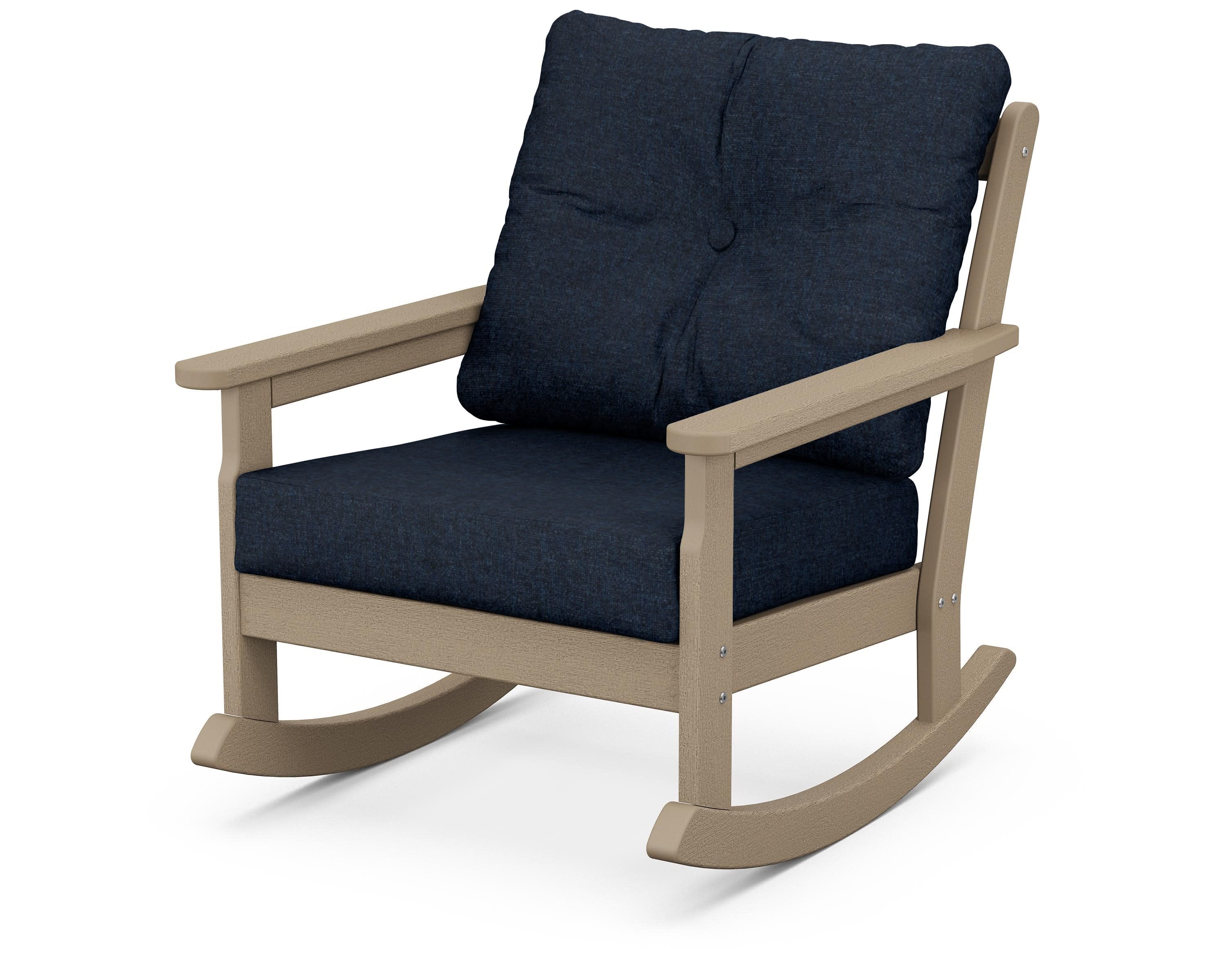 Vineyard Deep Seating Rocking Chair in Vintage Sahara / Marine Indigo