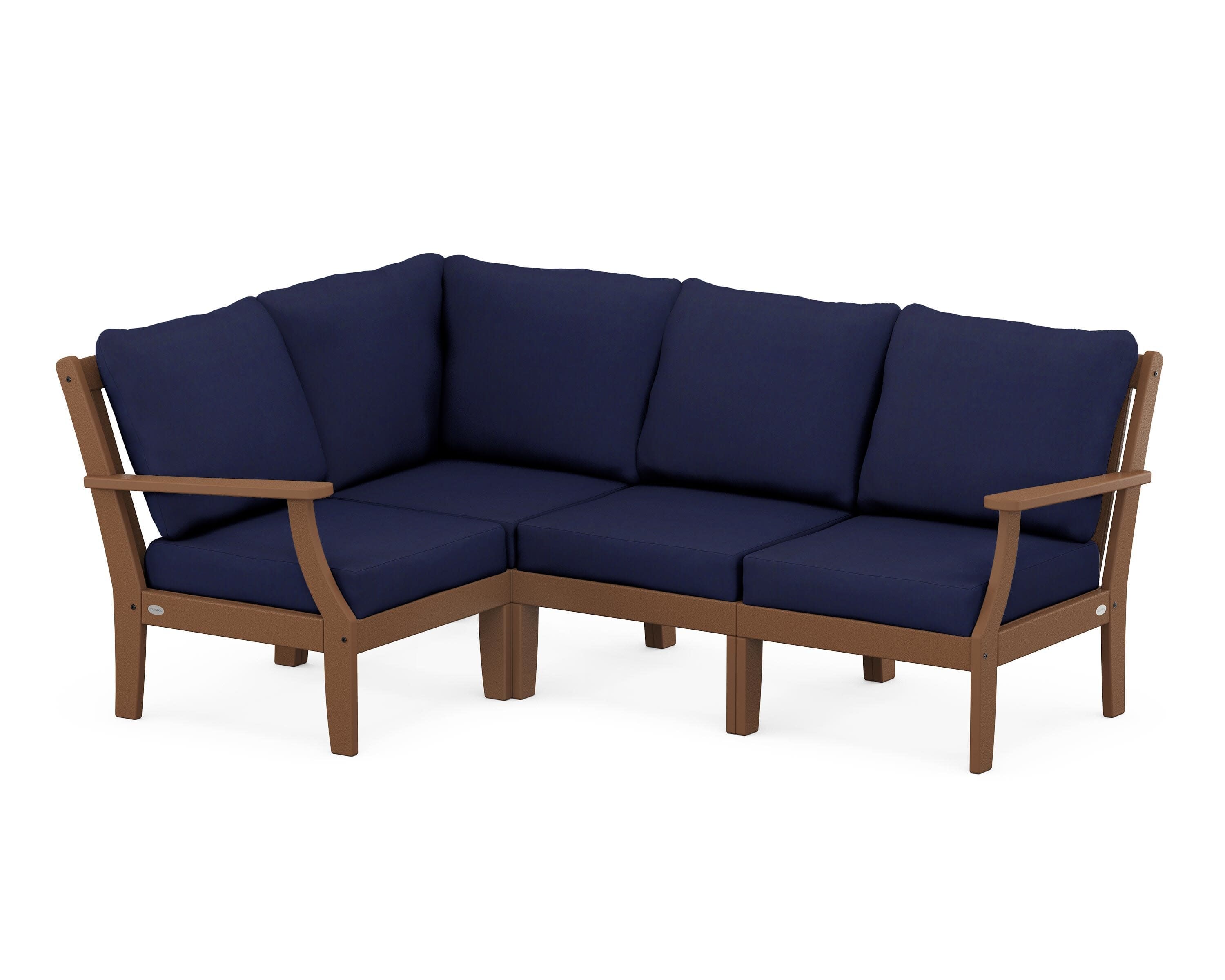 Braxton Modular 4-Piece Deep Seating Set in Teak / Navy