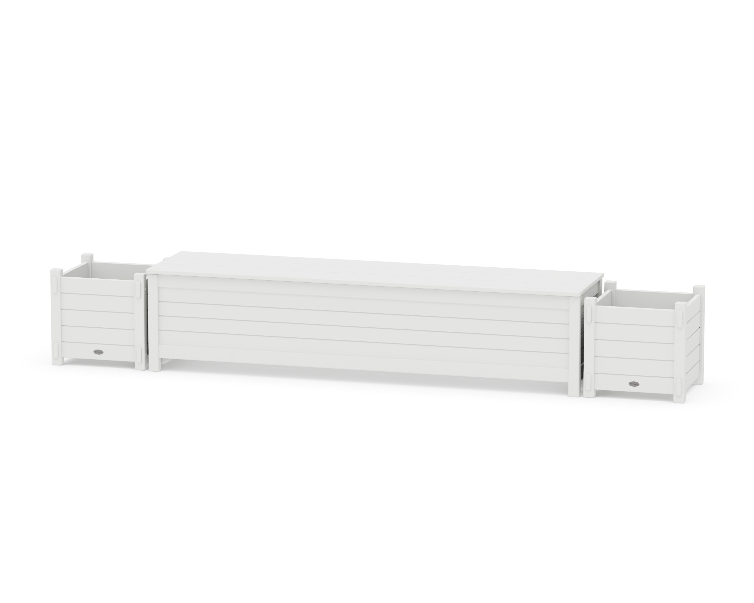 72" Nautical Straight Planter Storage Bench Set in White