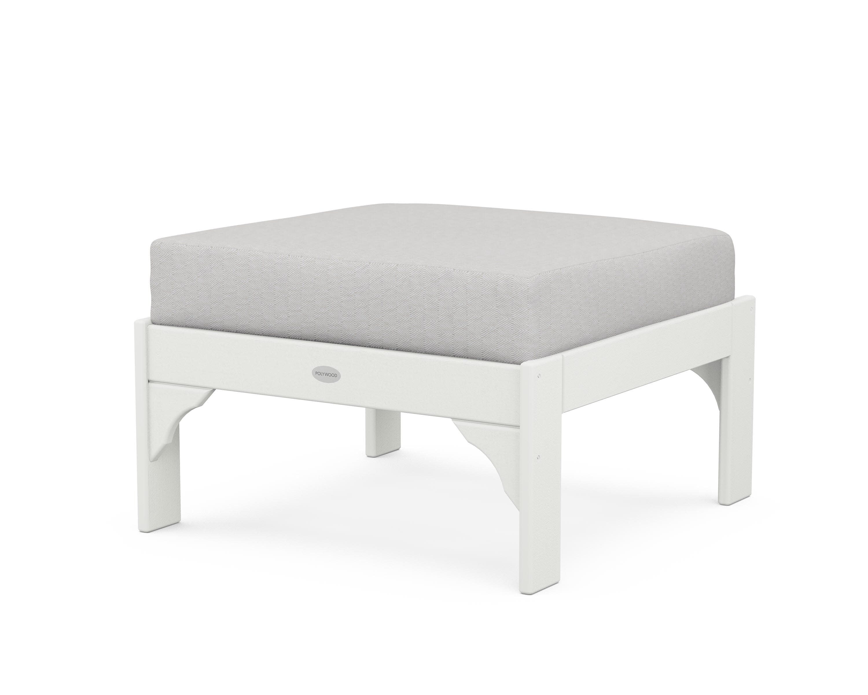 Vineyard Deep Seating Ottoman in Vintage White / Diamond in the Rough