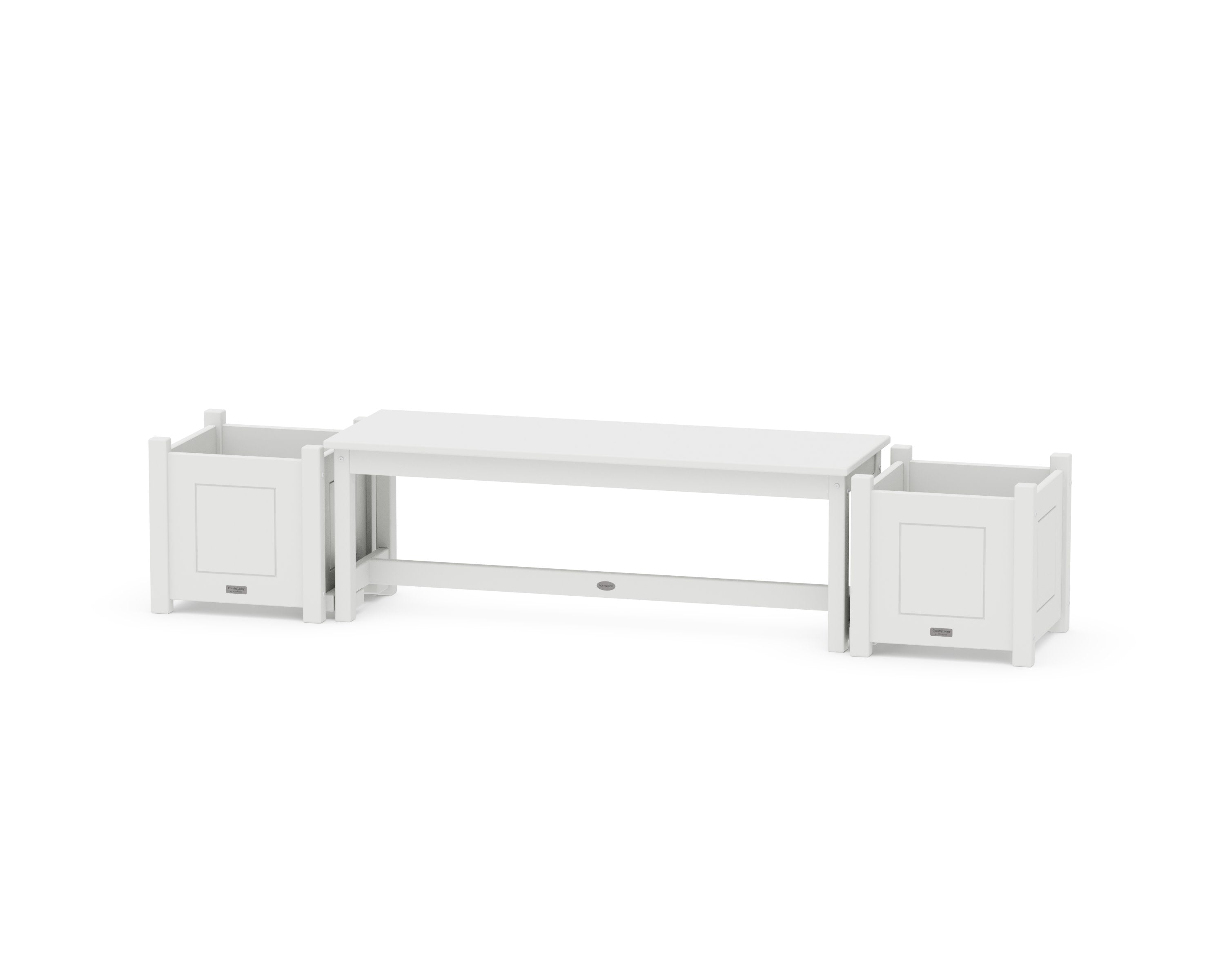 48" Country Living Straight Planter Bench Set in White