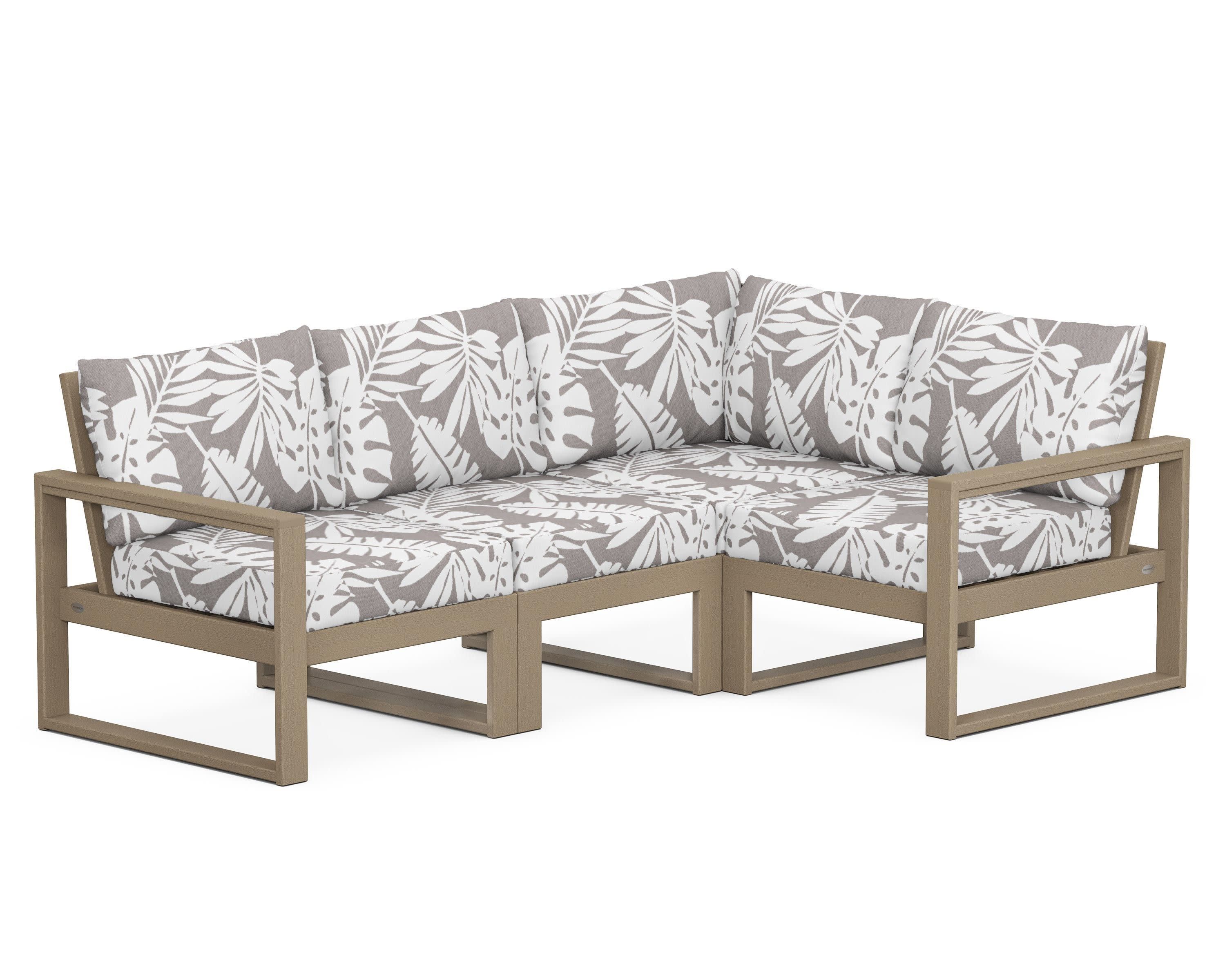 EDGE 4-Piece Modular Deep Seating Set in Vintage Sahara / Leaf Grey Mist
