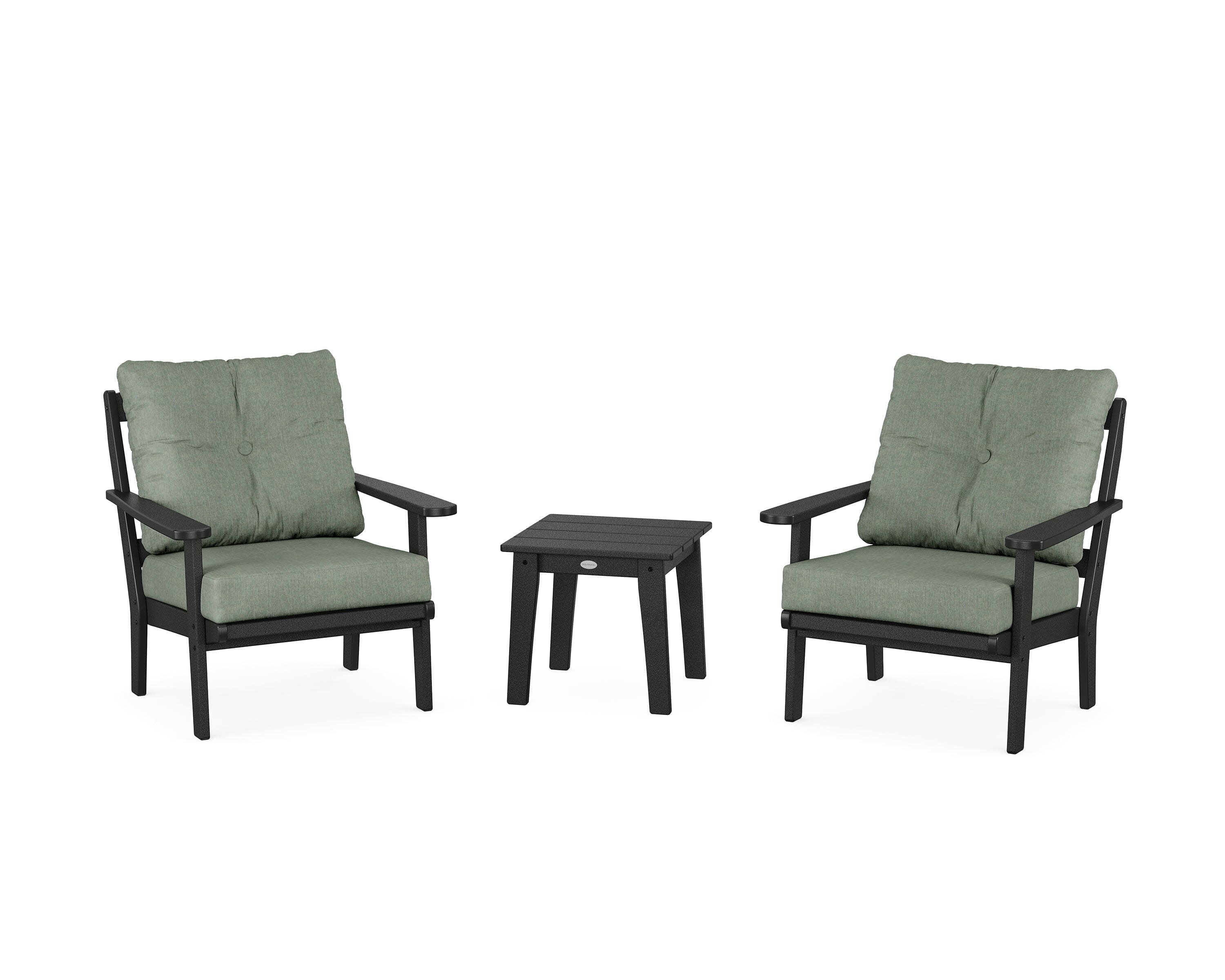 Mission 3-Piece Deep Seating Set in Black / Cast Sage