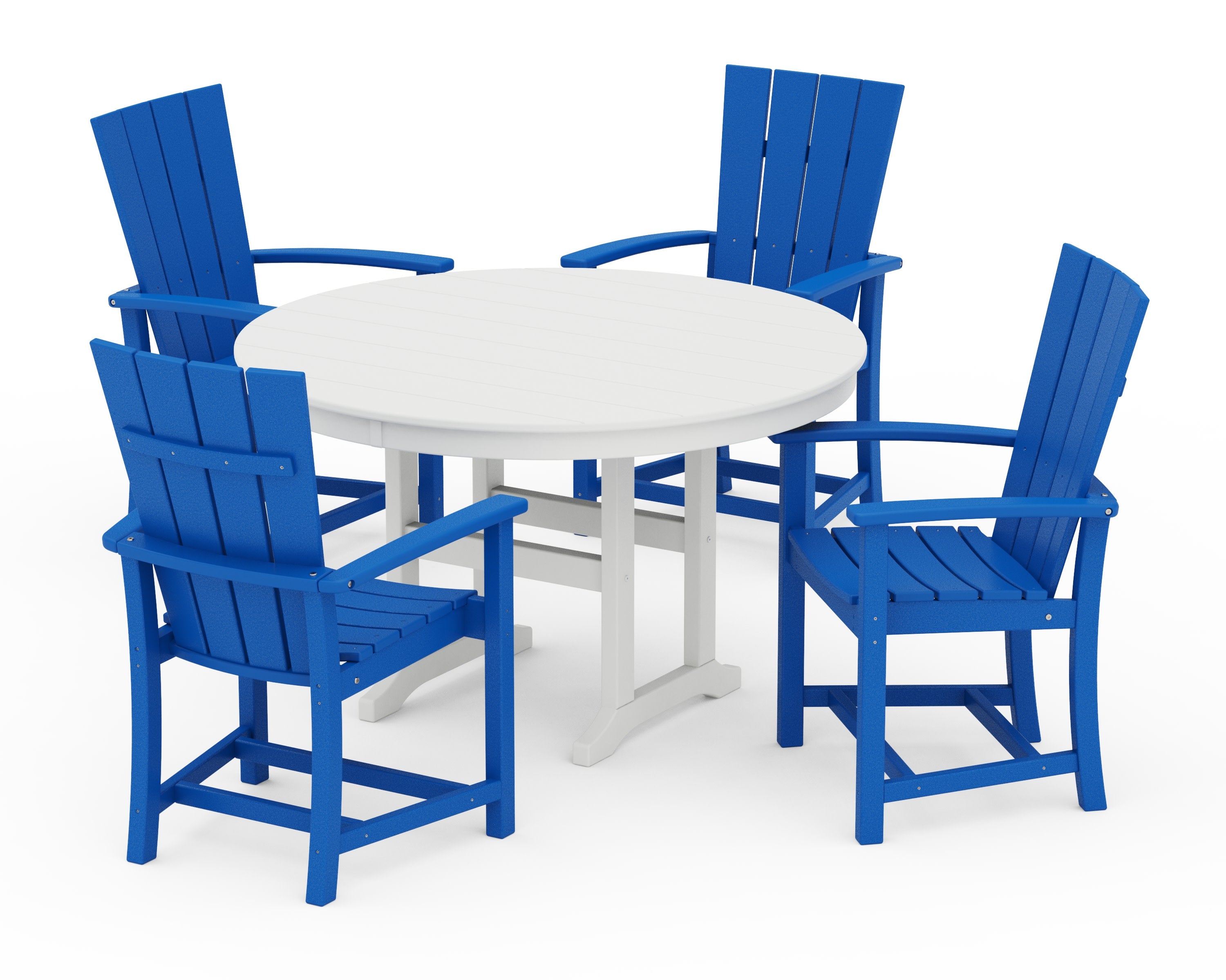 Quattro 5-Piece Round Farmhouse Dining Set in Pacific Blue / White
