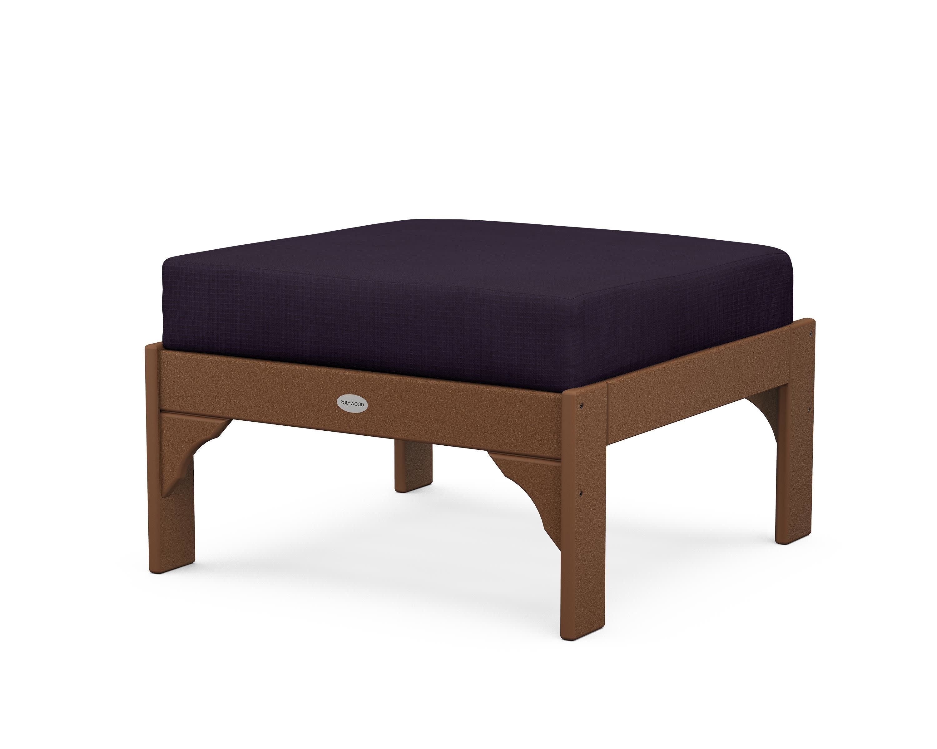 Vineyard Deep Seating Ottoman in Teak / Navy Linen