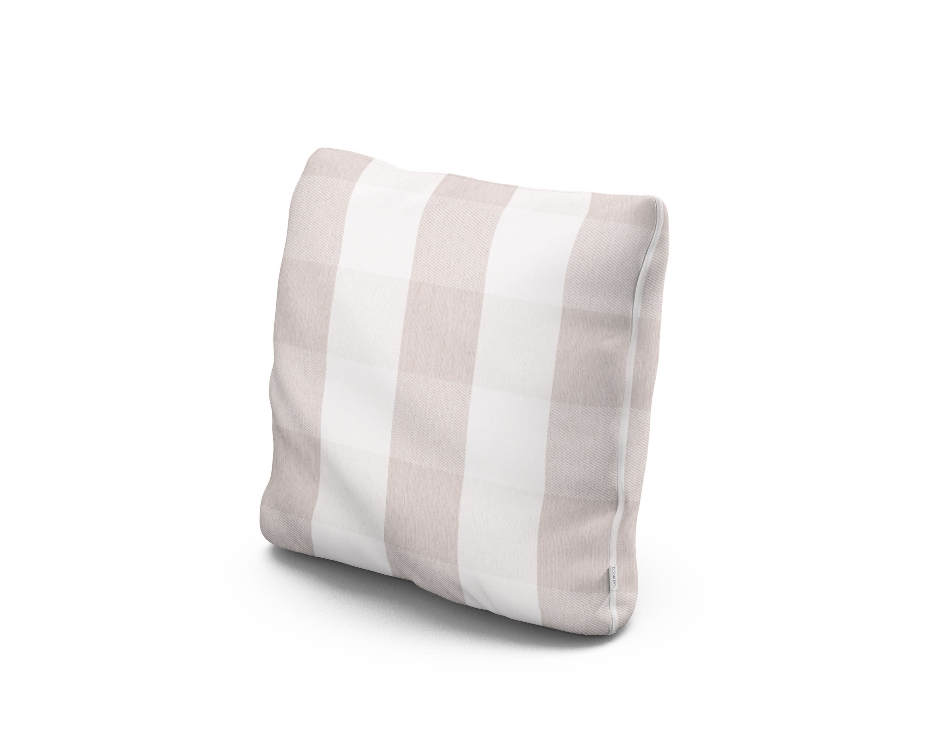 16" Outdoor Throw Pillow in Buffalo Plaid Dune Burlap