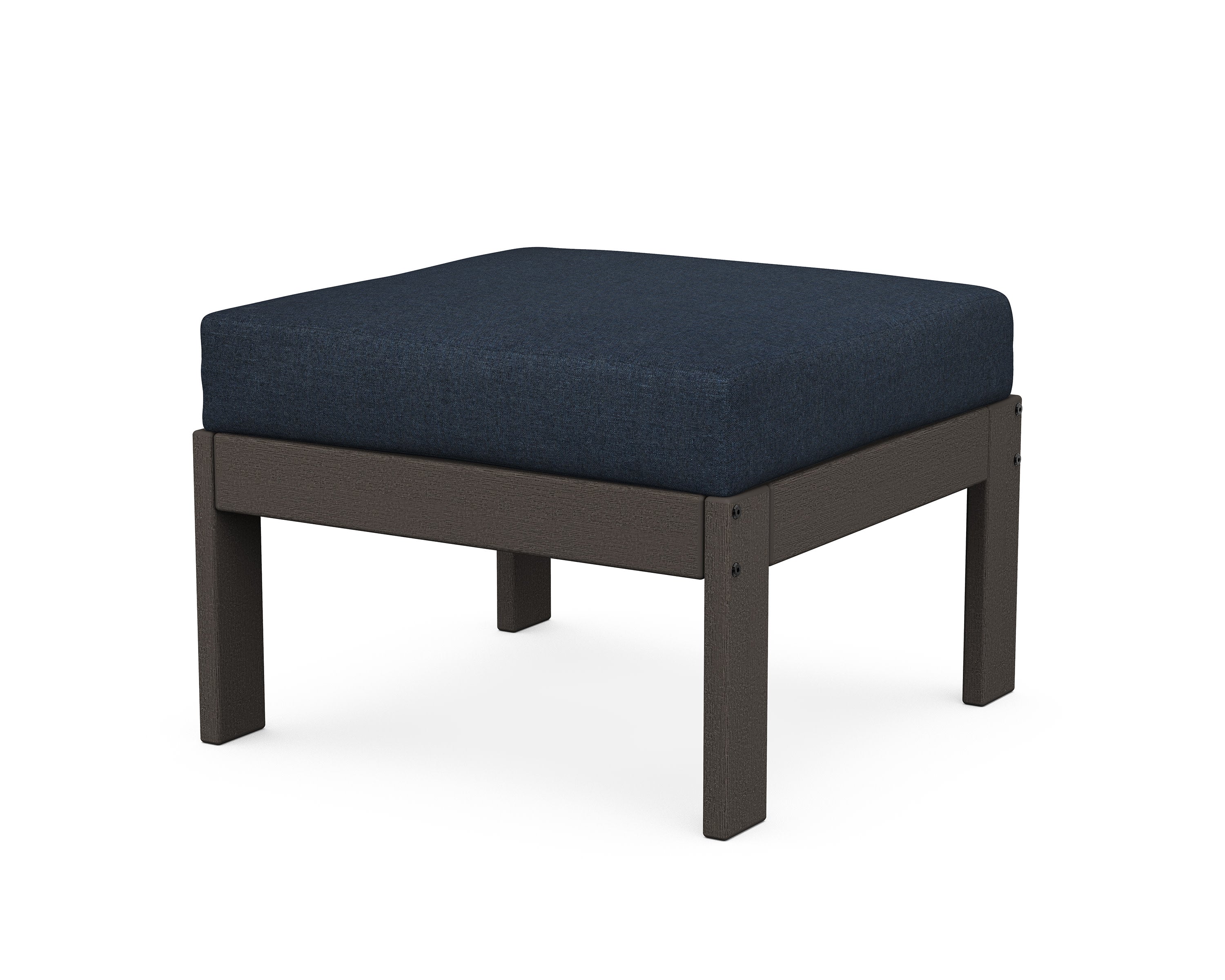 Vineyard Modular Ottoman in Vintage Coffee / Marine Indigo