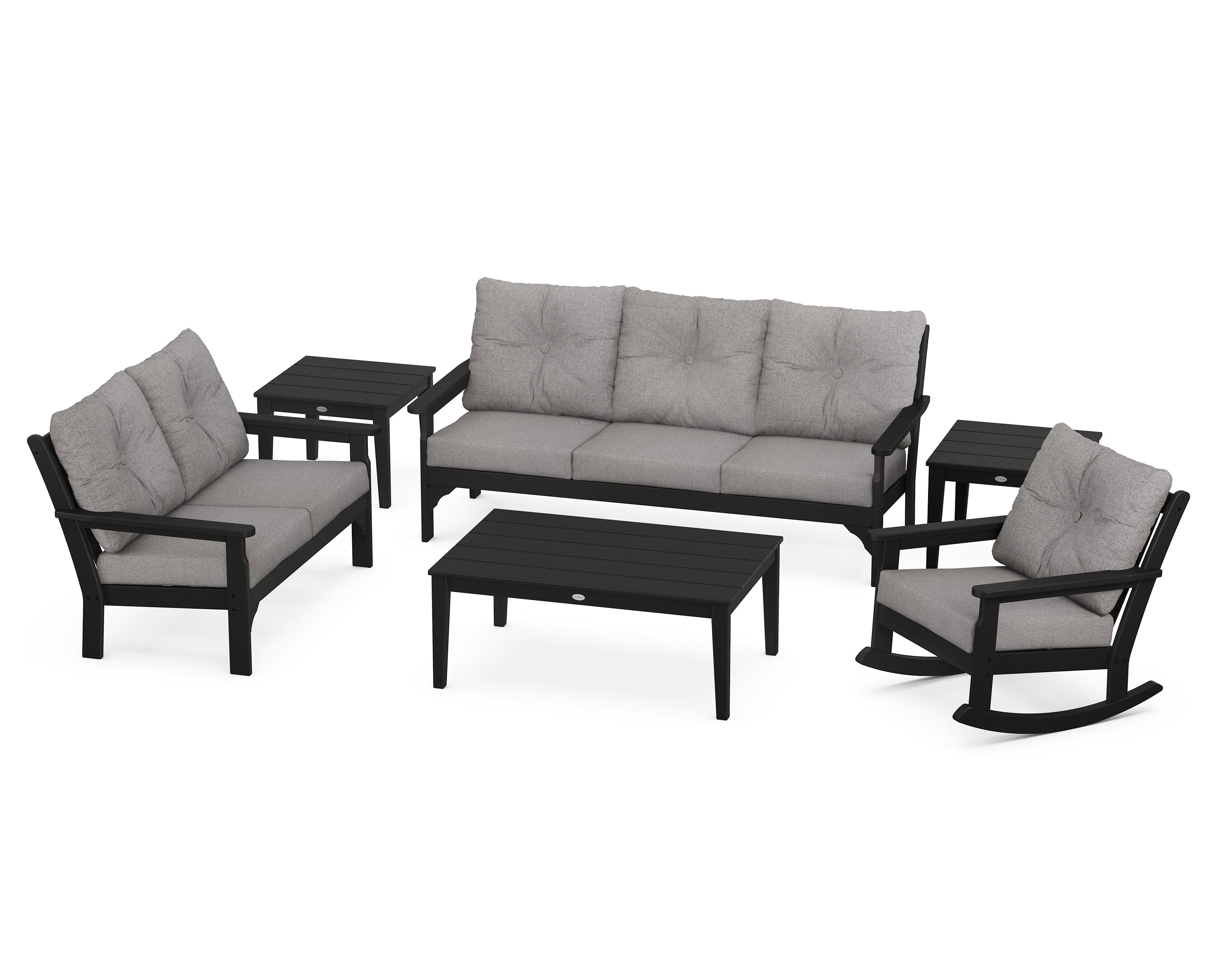 Vineyard 6-Piece Deep Seating Set in Black / Grey Mist