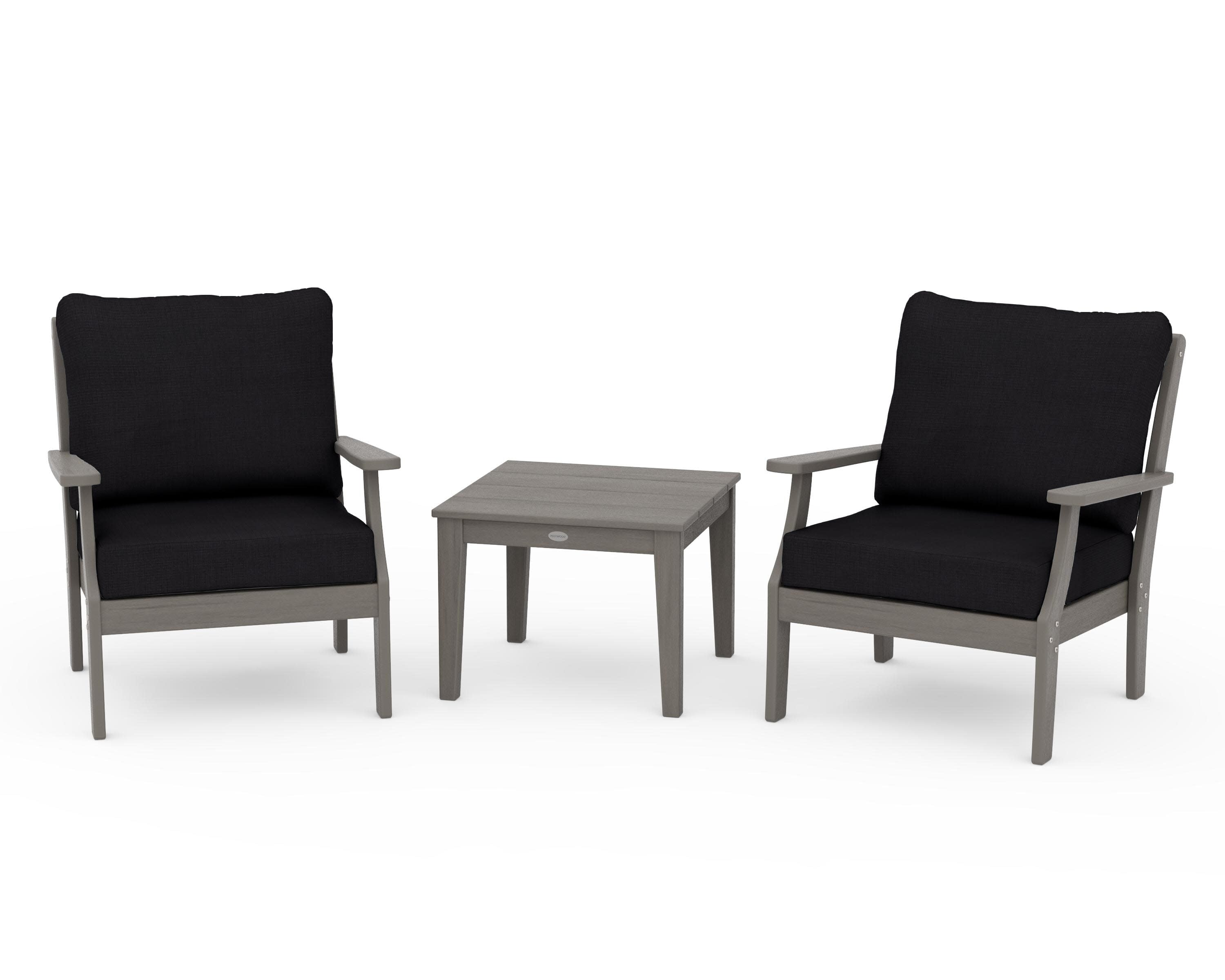Braxton 3-Piece Deep Seating Set in Driftwood / Midnight Linen