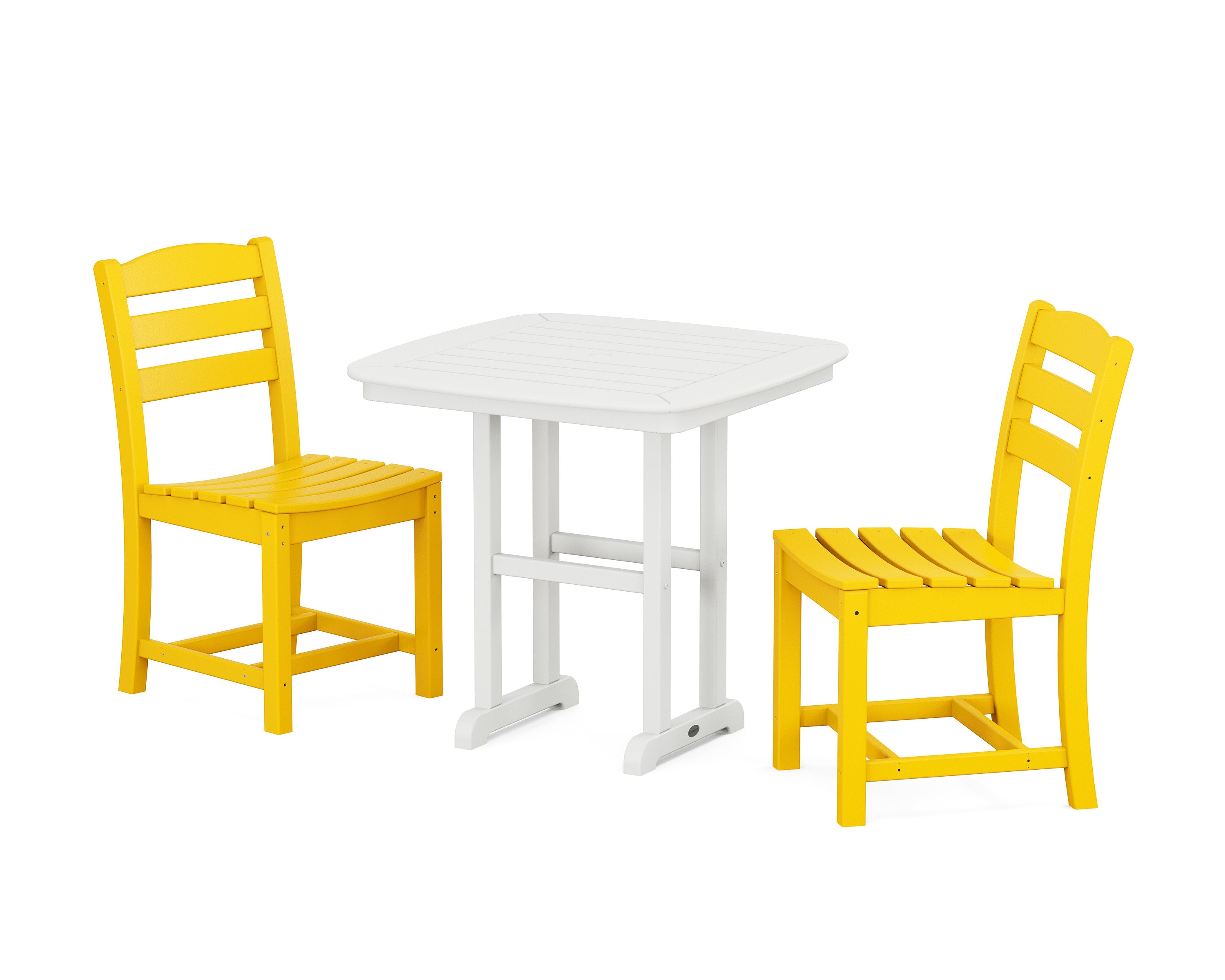 La Casa Caf Side Chair 3-Piece Dining Set in Lemon / White