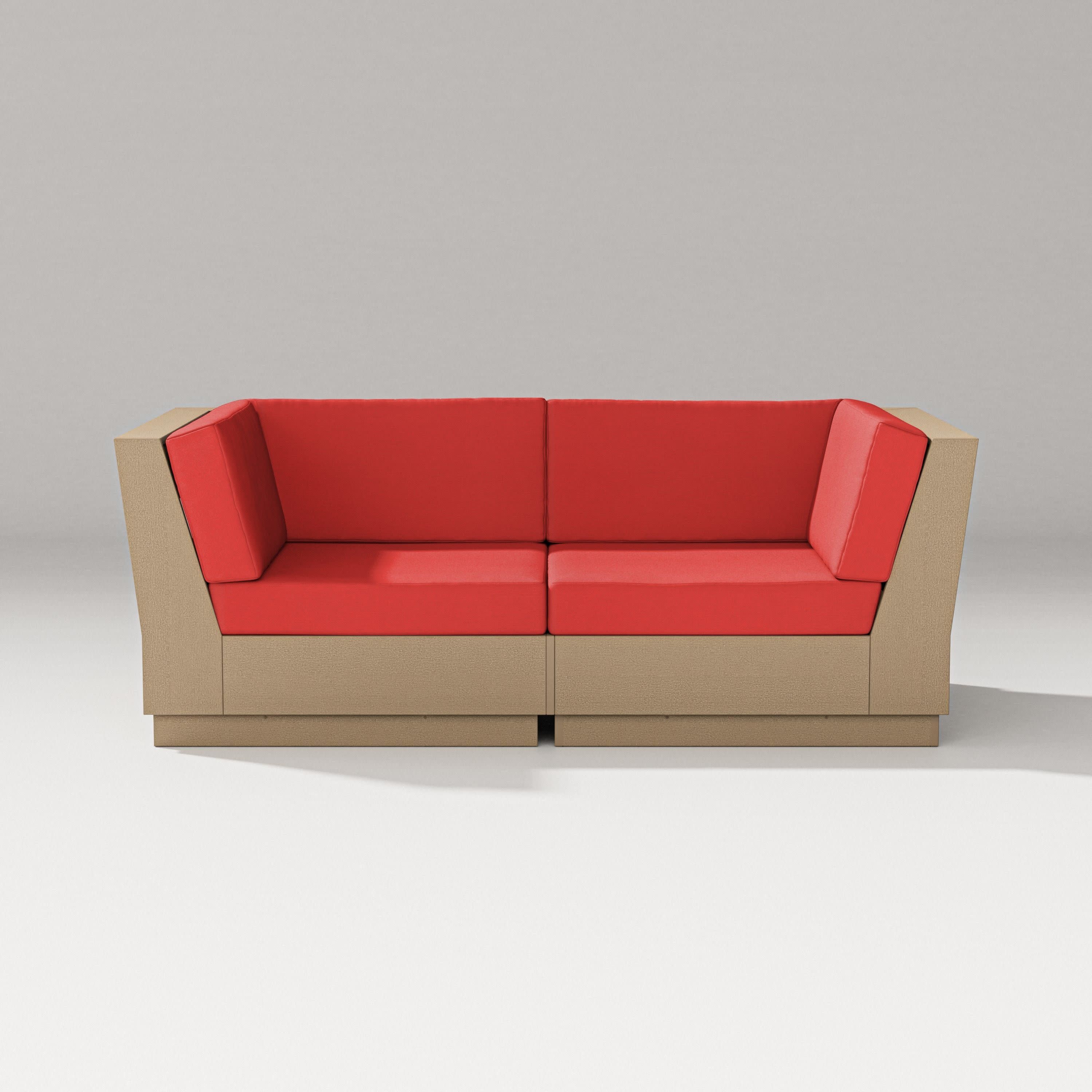 Elevate Loveseat Sectional in Vintage Sahara / Crimson Linen