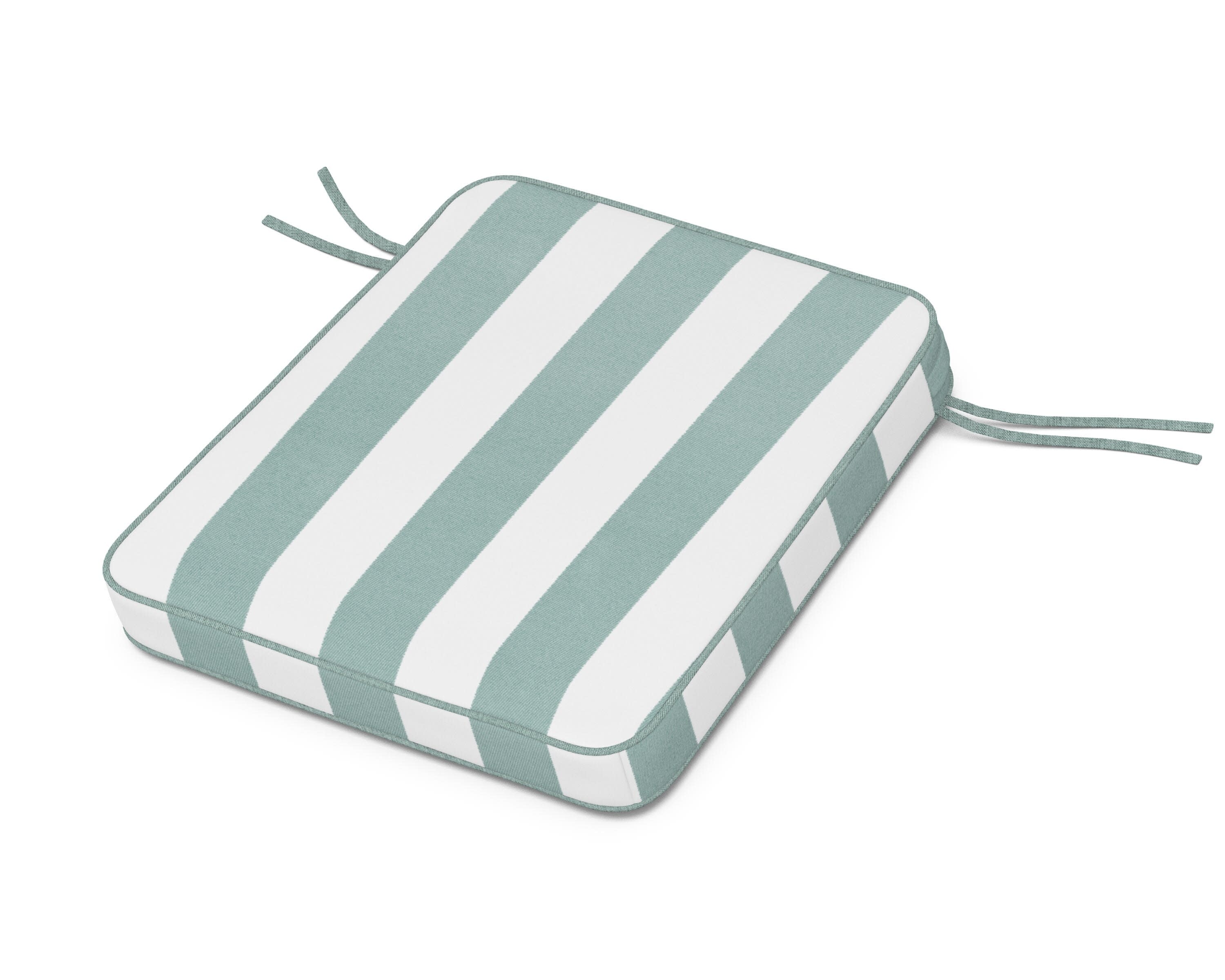 Chinoiserie Rocker Seat Cushion in Cabana Stripe Glacier Spa