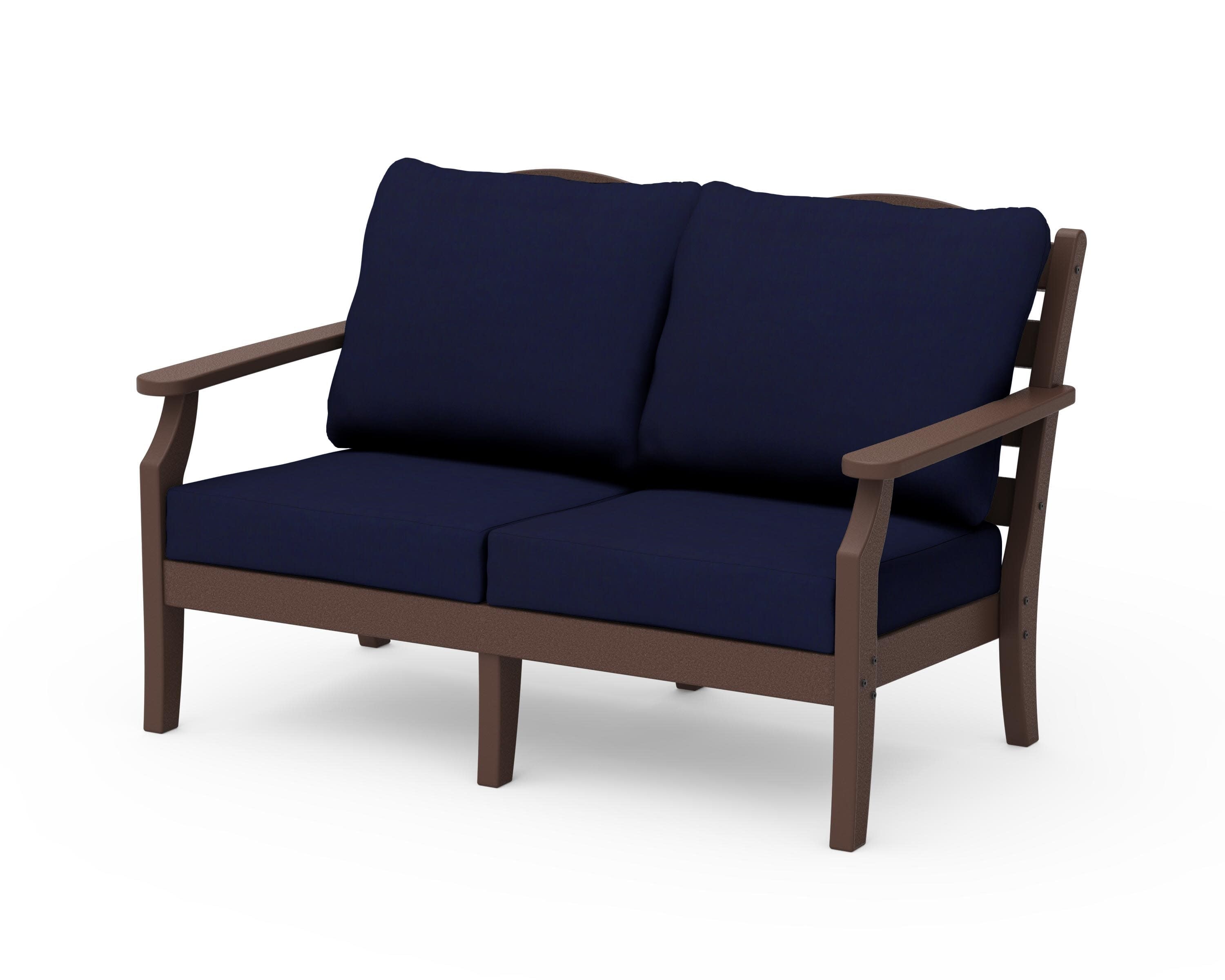 Savannah Deep Seating Loveseat in Mahogany / Navy