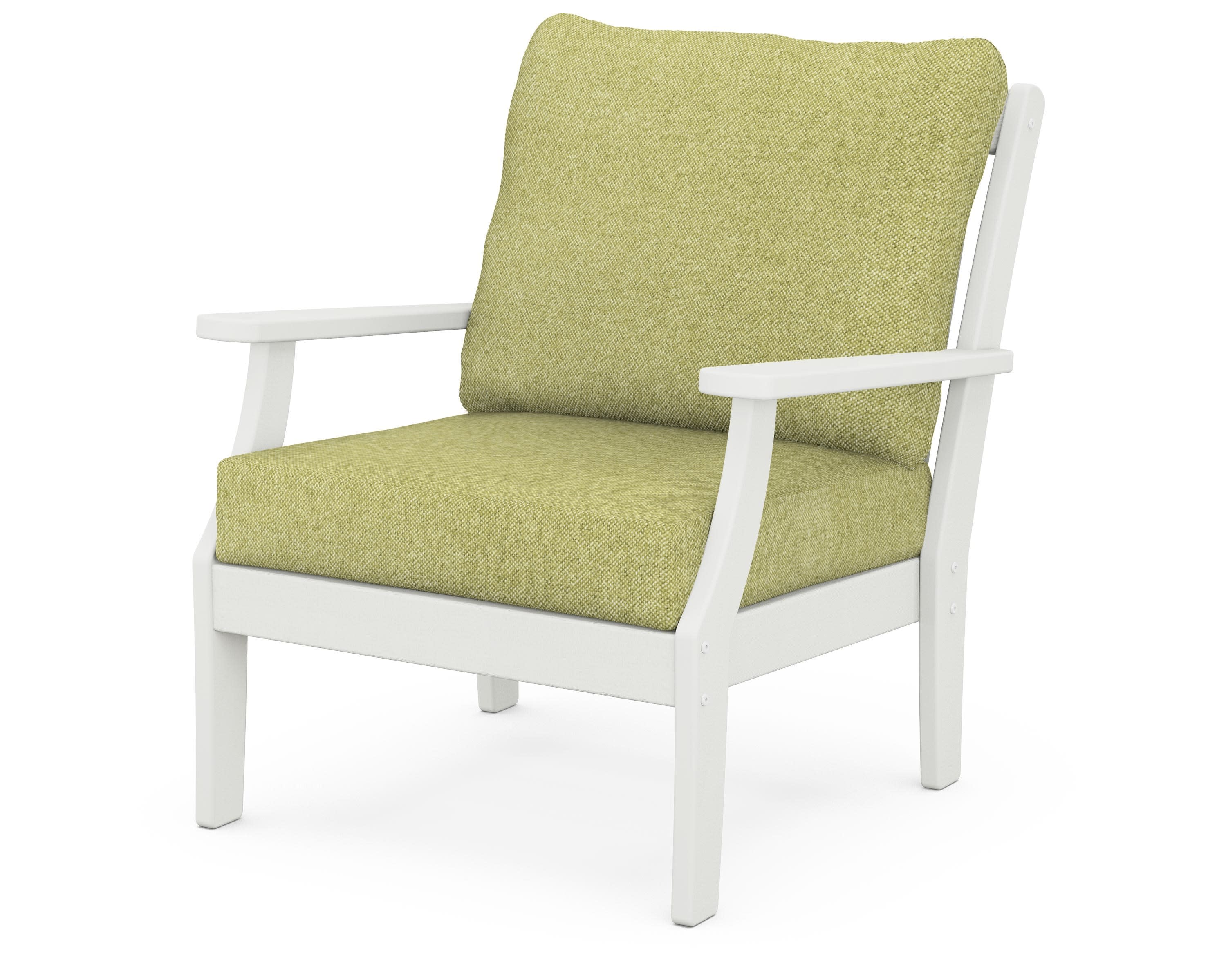 Braxton Deep Seating Chair in Vintage White / Chartreuse Boucle