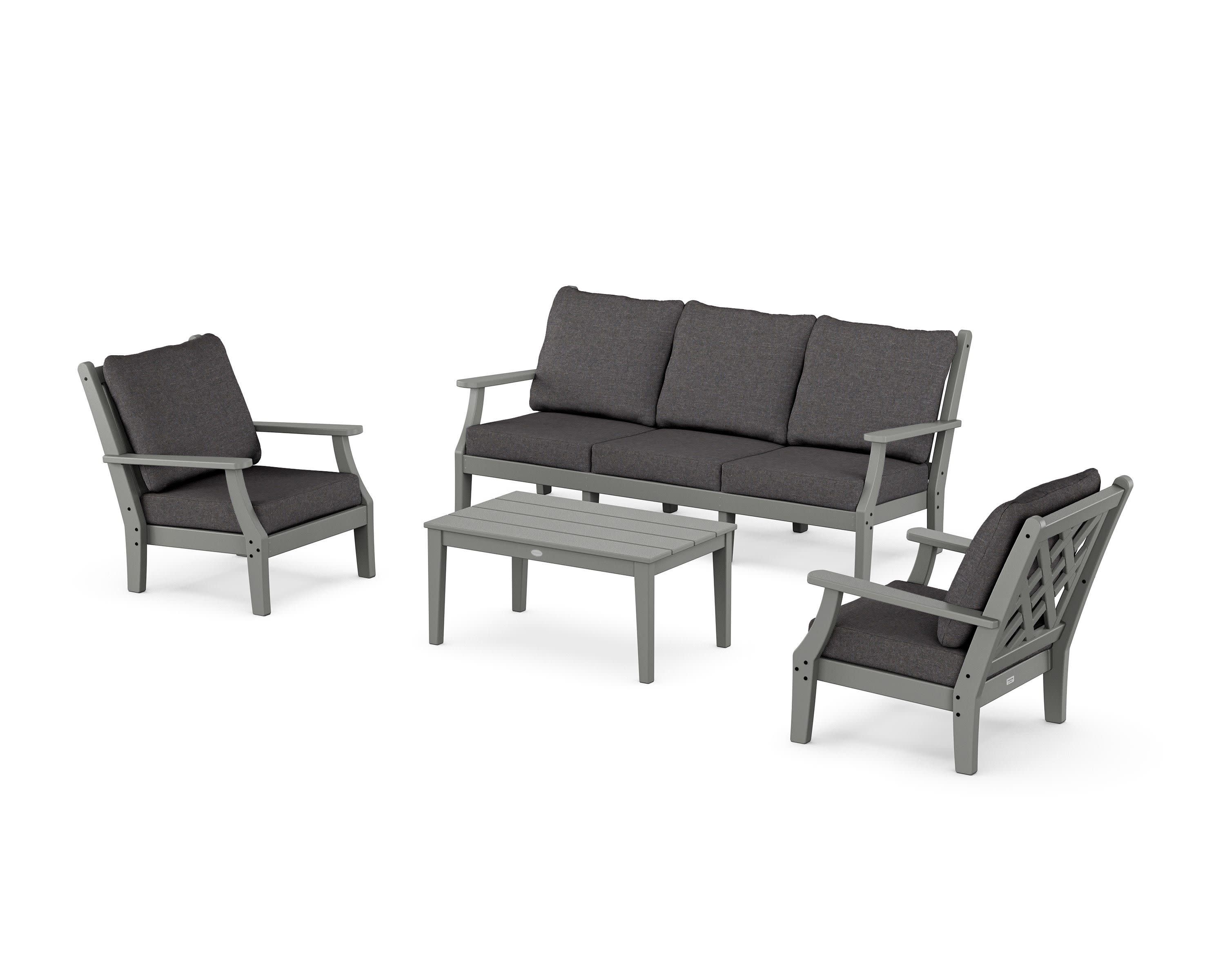 Wovendale 4-Piece Deep Seating Set with Sofa in Slate Grey / Ash Charcoal