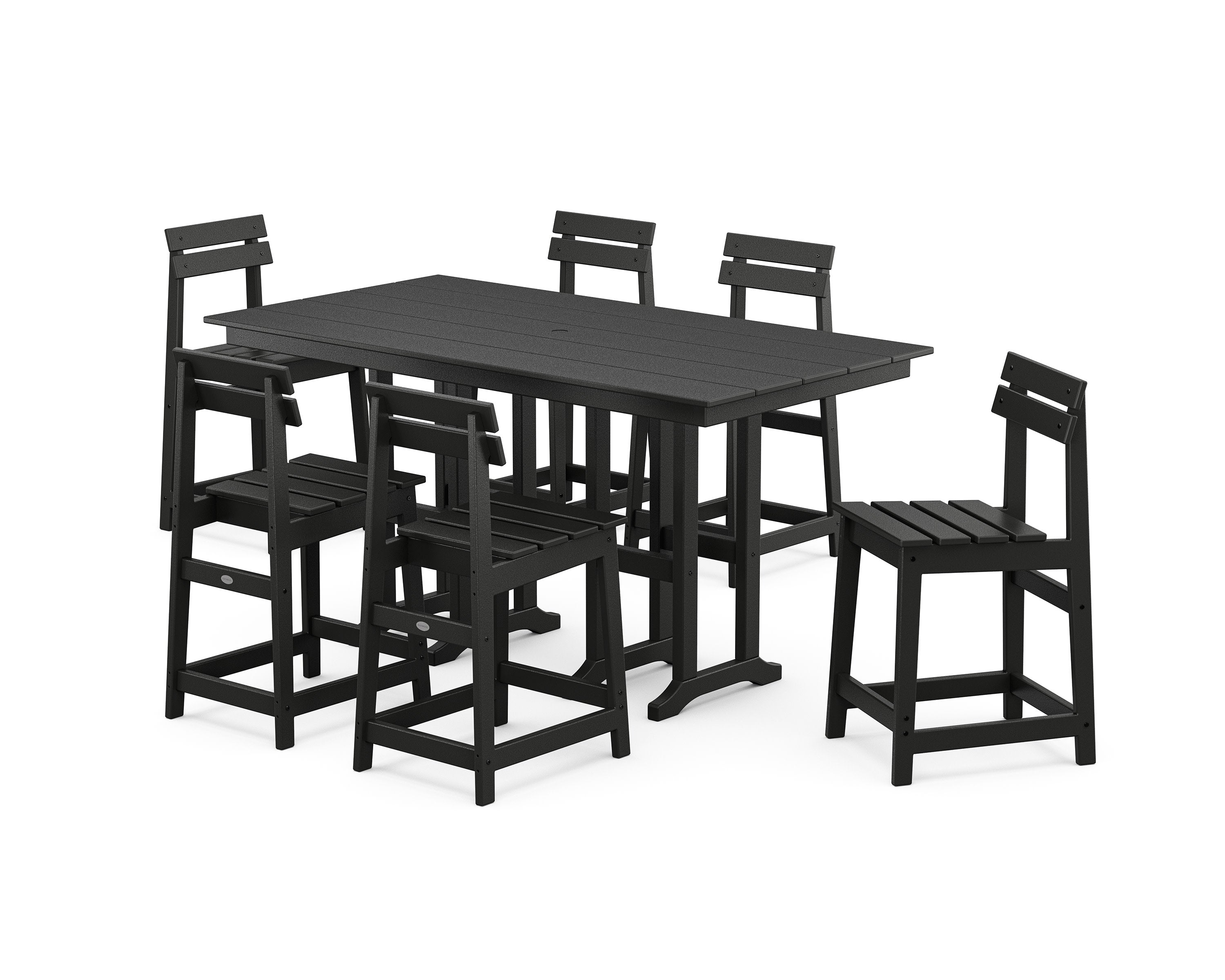 Modern Studio Plaza Counter Chair 7-Piece Set in Black