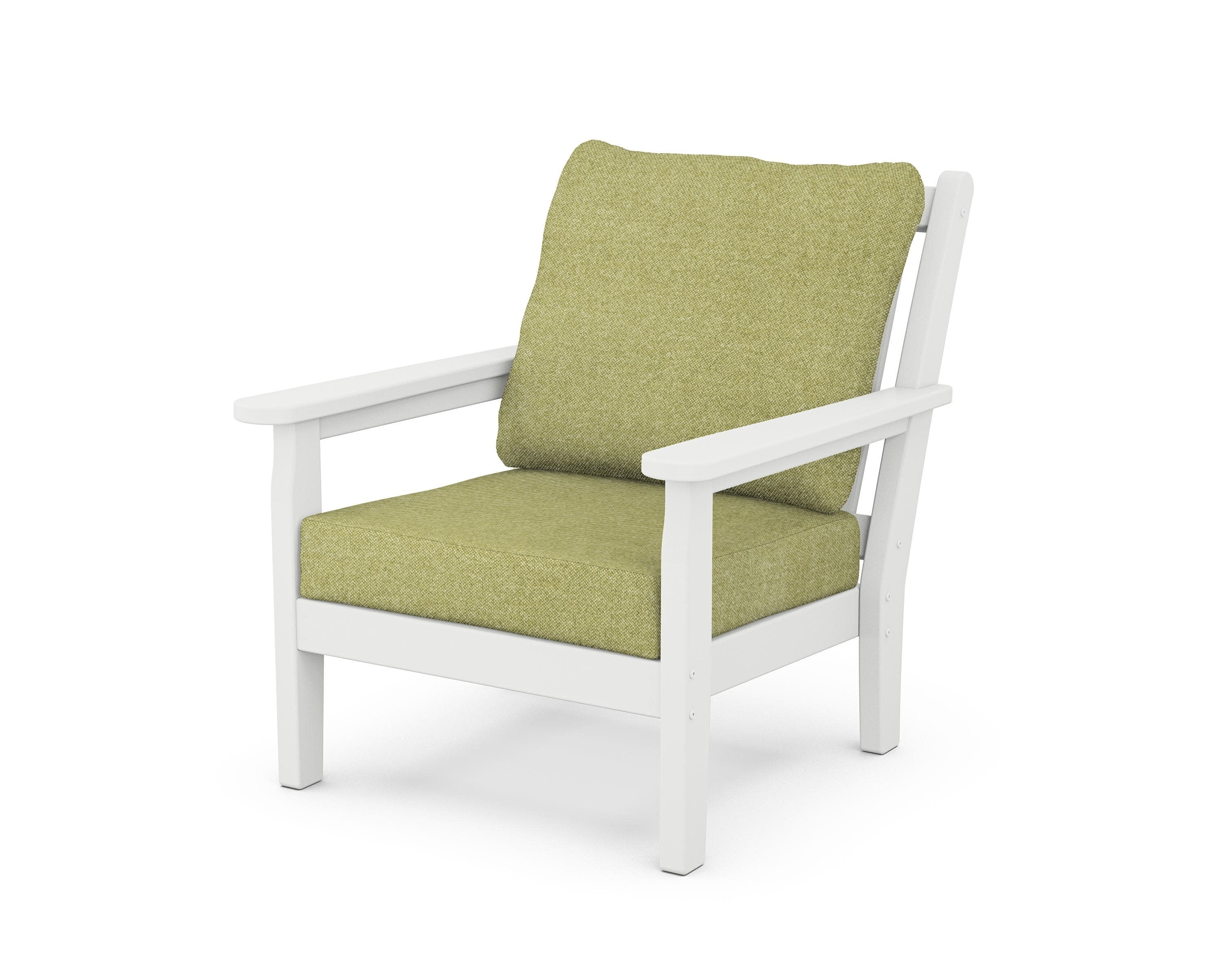Chippendale Deep Seating Chair in White / Chartreuse Boucle