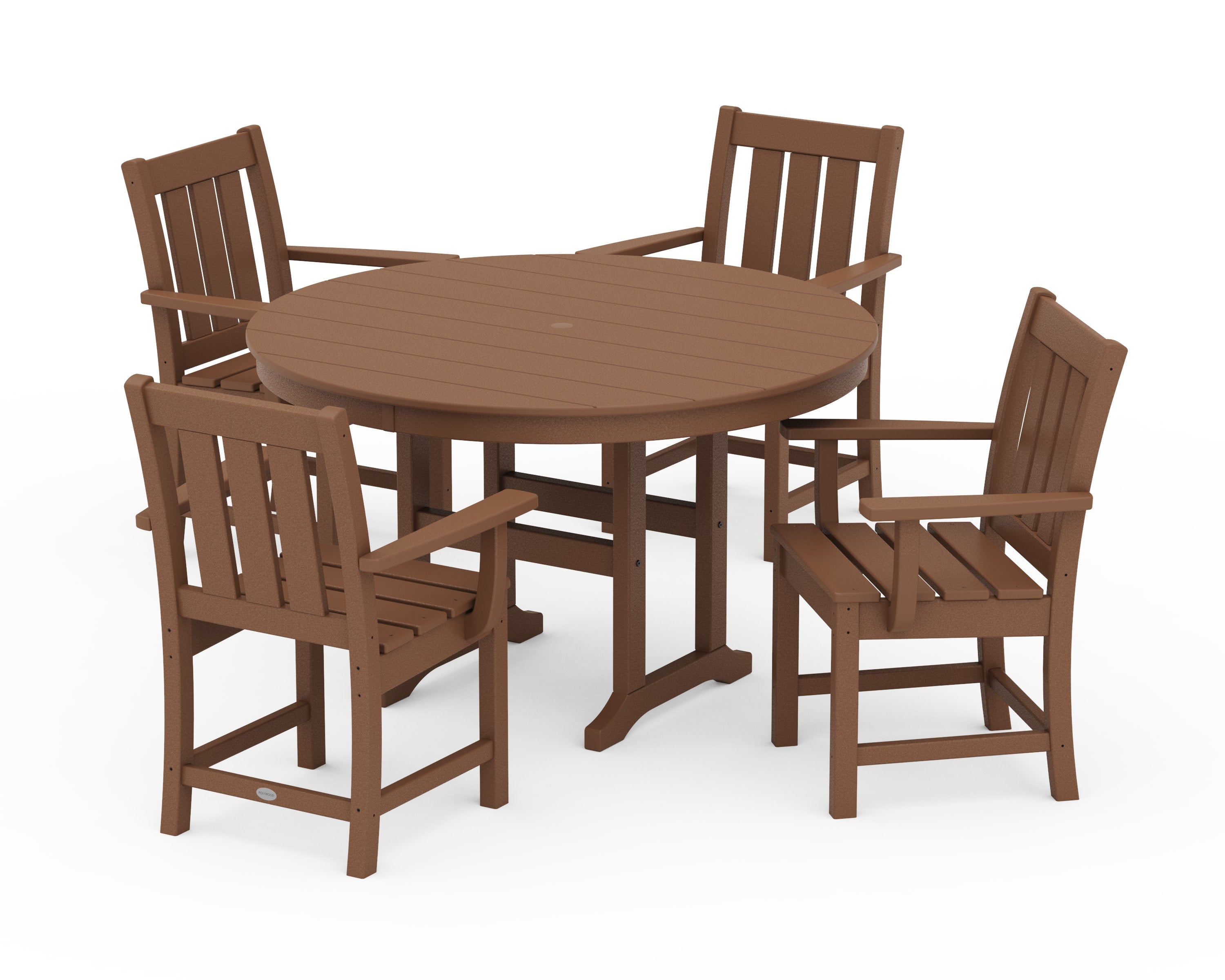 Oxford 5-Piece Round Farmhouse Dining Set in Teak