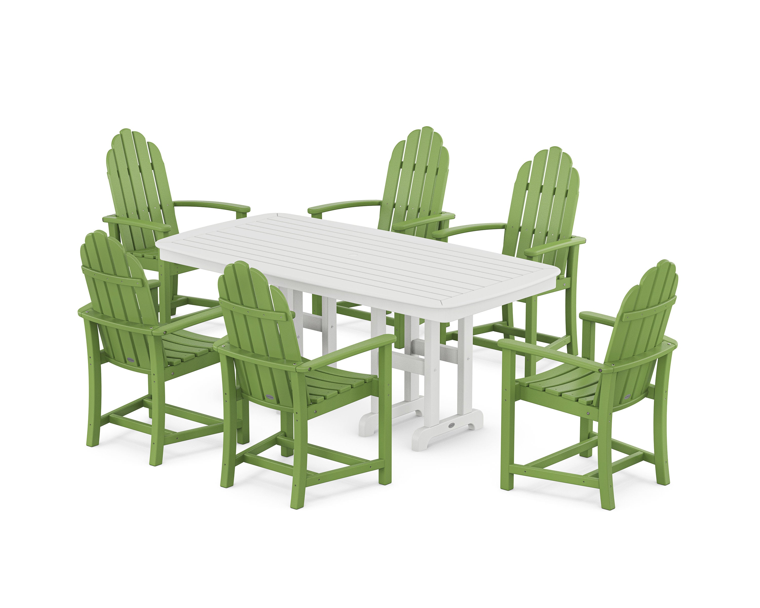 Classic Adirondack 7-Piece Dining Set in Lime / White