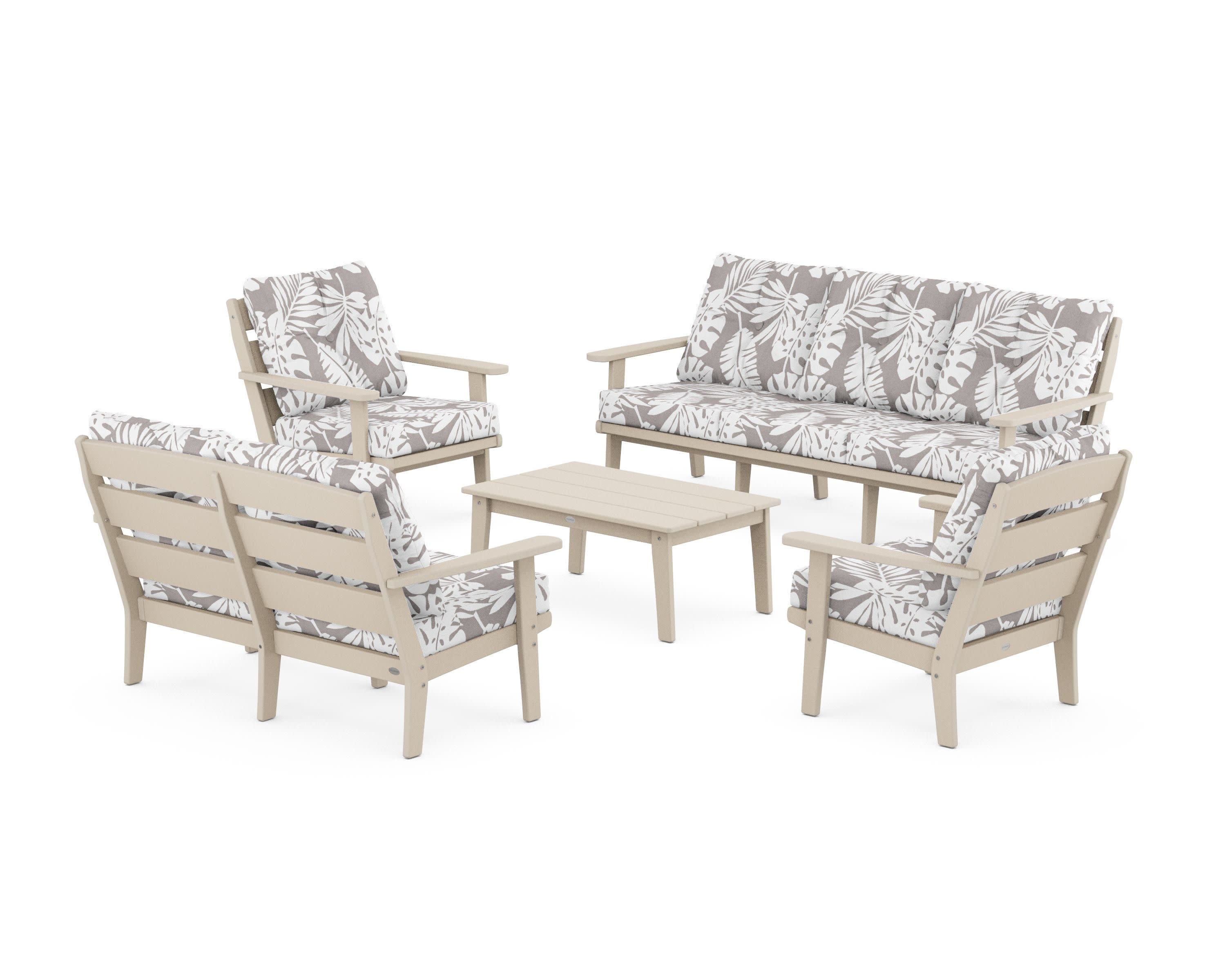 Lakeside 5-Piece Lounge Sofa Set in Sand / Leaf Grey Mist