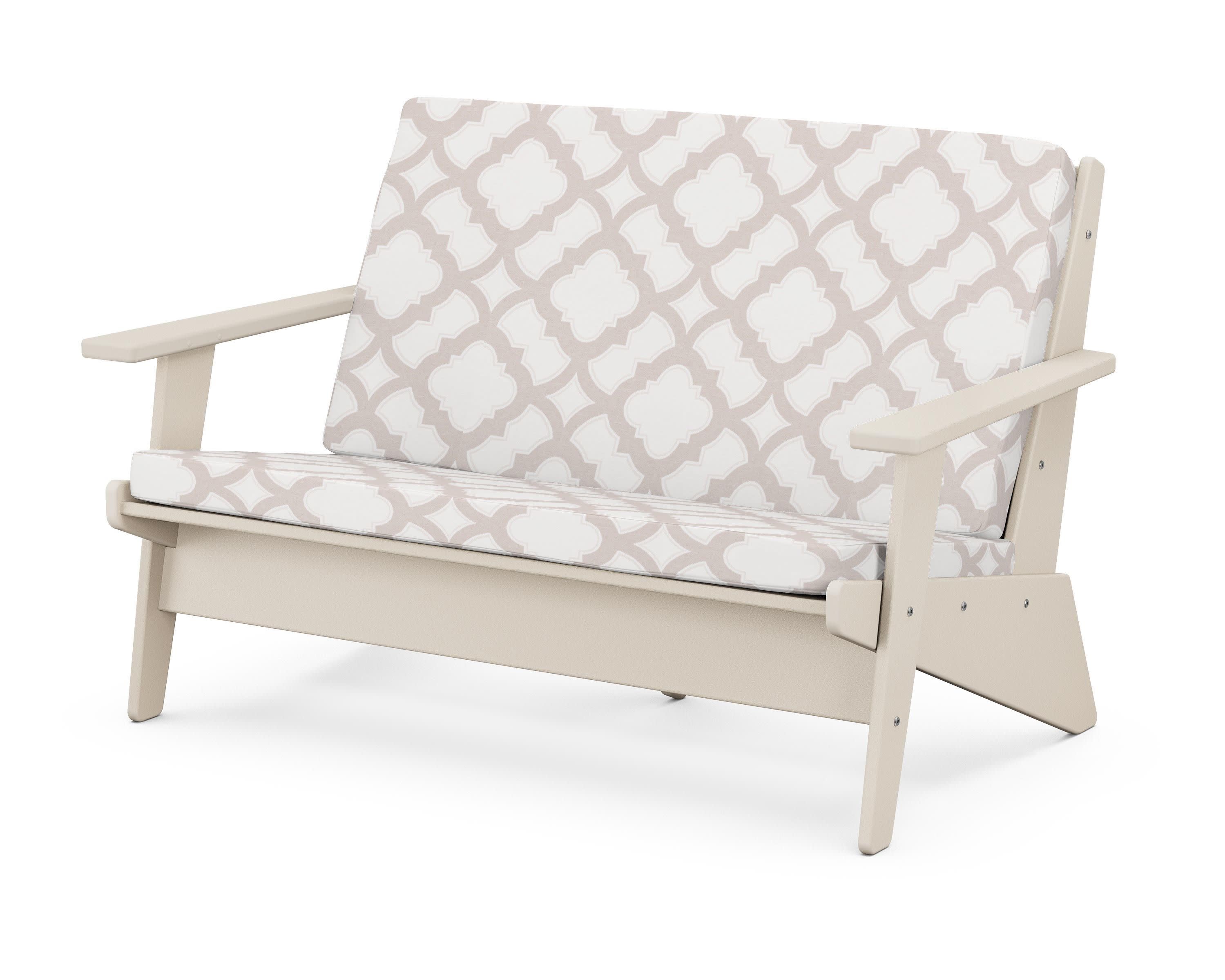Riviera Modern Lounge Loveseat in Sand / Trellis Dune Burlap