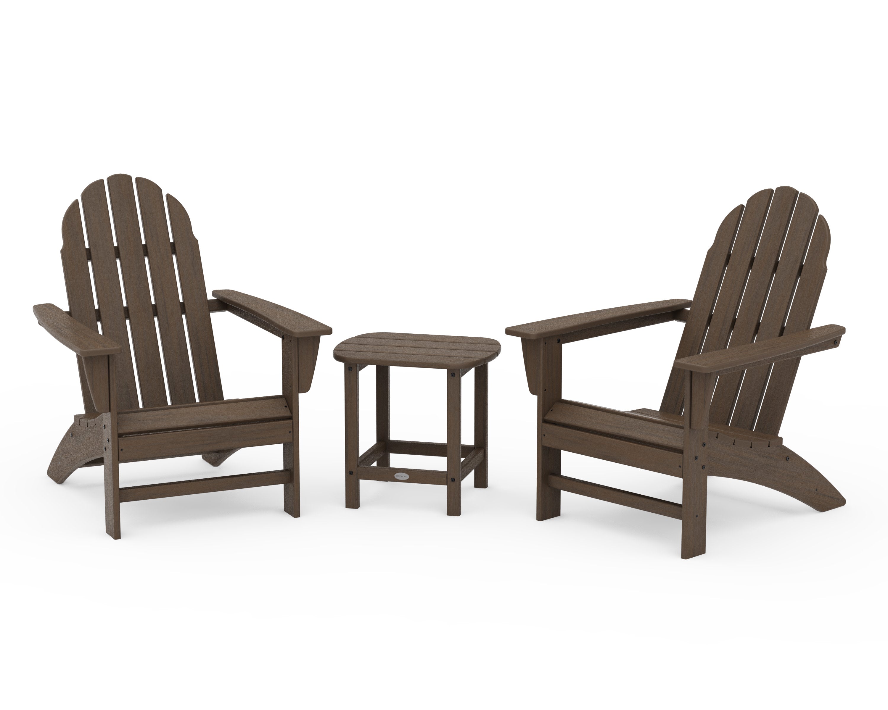 Vineyard 3-Piece Adirondack Set with South Beach 18" Side Table in Kona