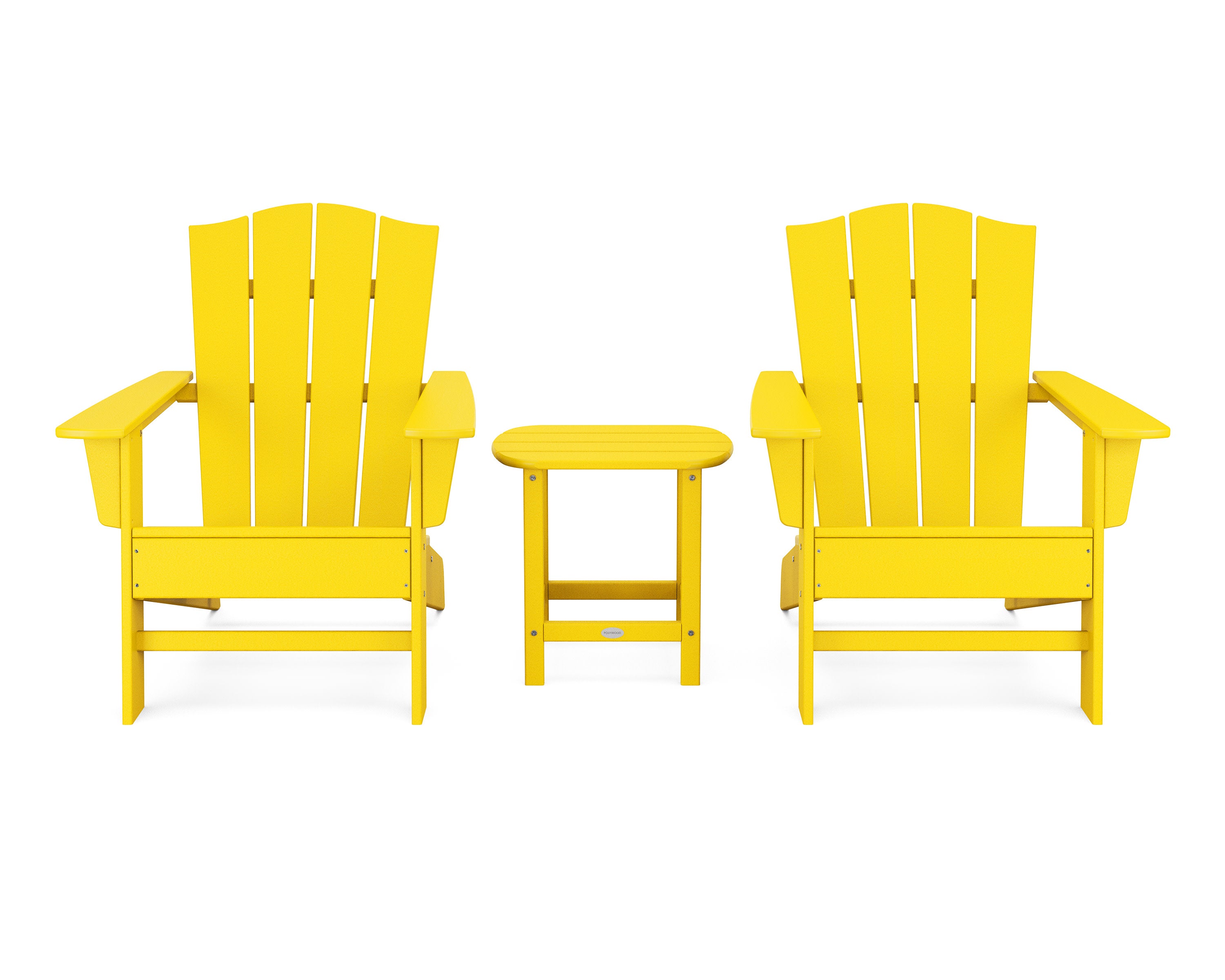 Wave 3-Piece Adirondack Chair Set with The Crest Chairs in Lemon