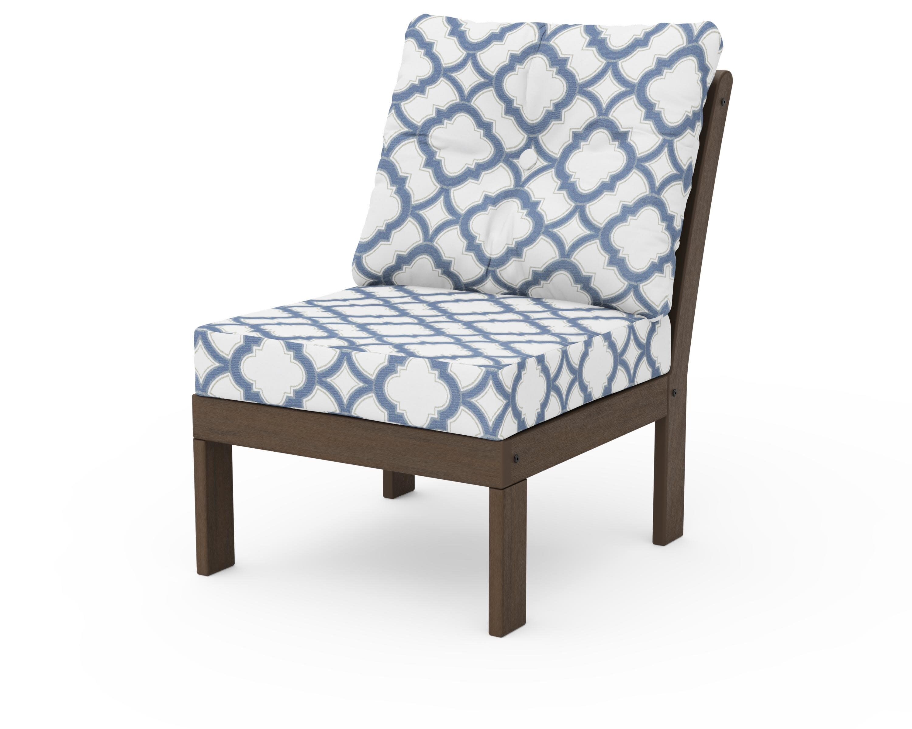 Vineyard Modular Armless Chair in Kona / Trellis Sky Blue