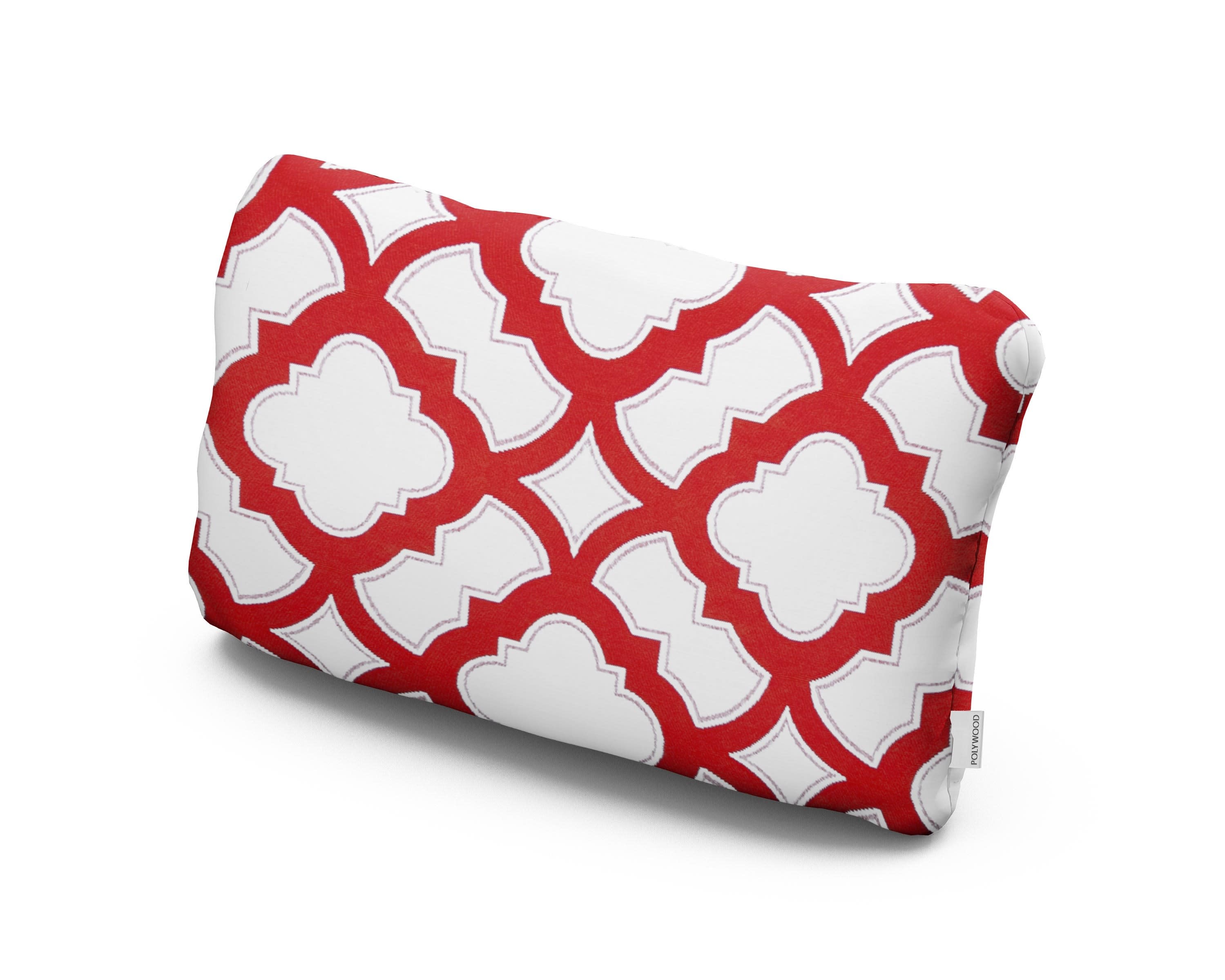 Outdoor Lumbar Pillow in Trellis Crimson