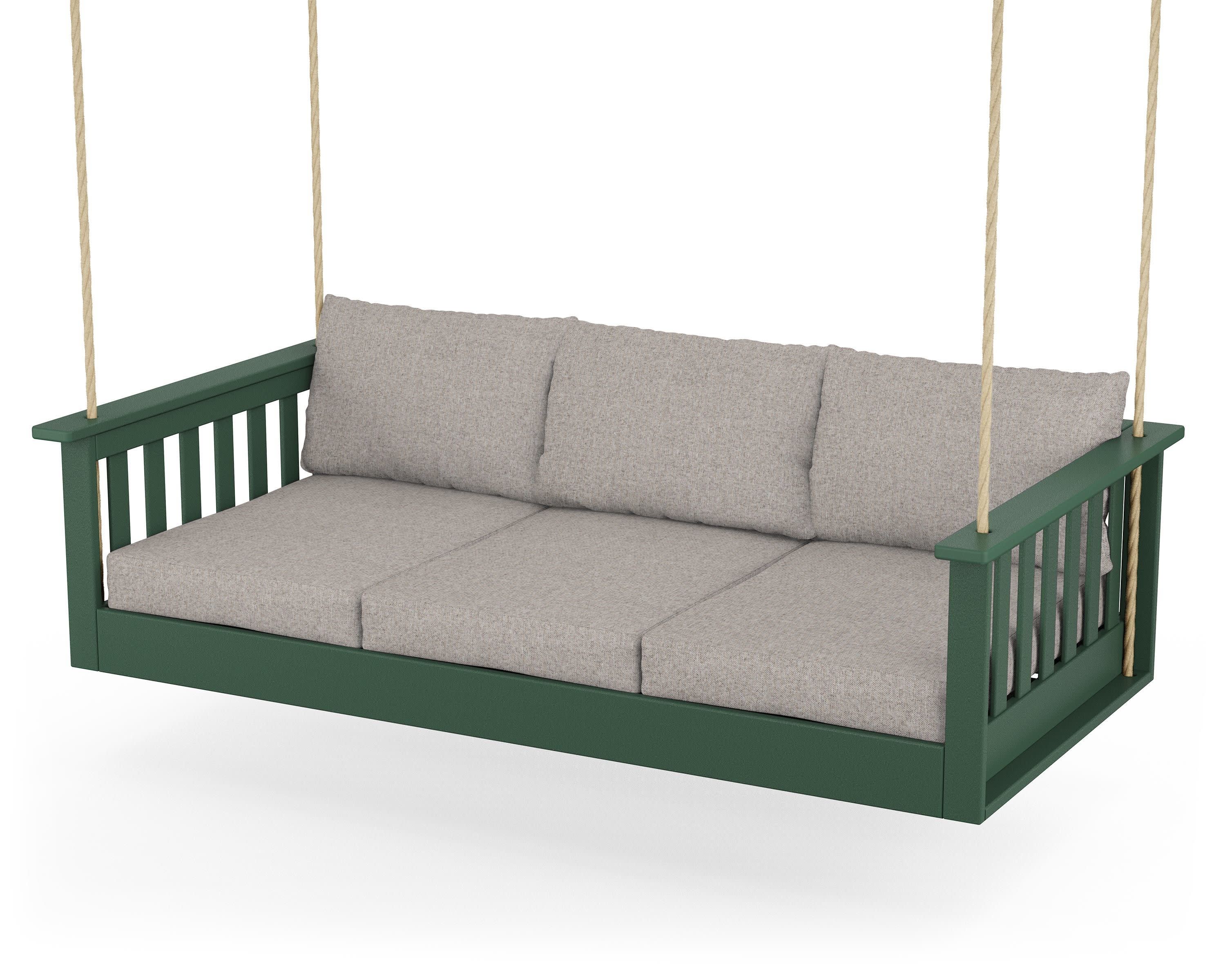 Vineyard Daybed Swing in Green / Weathered Tweed