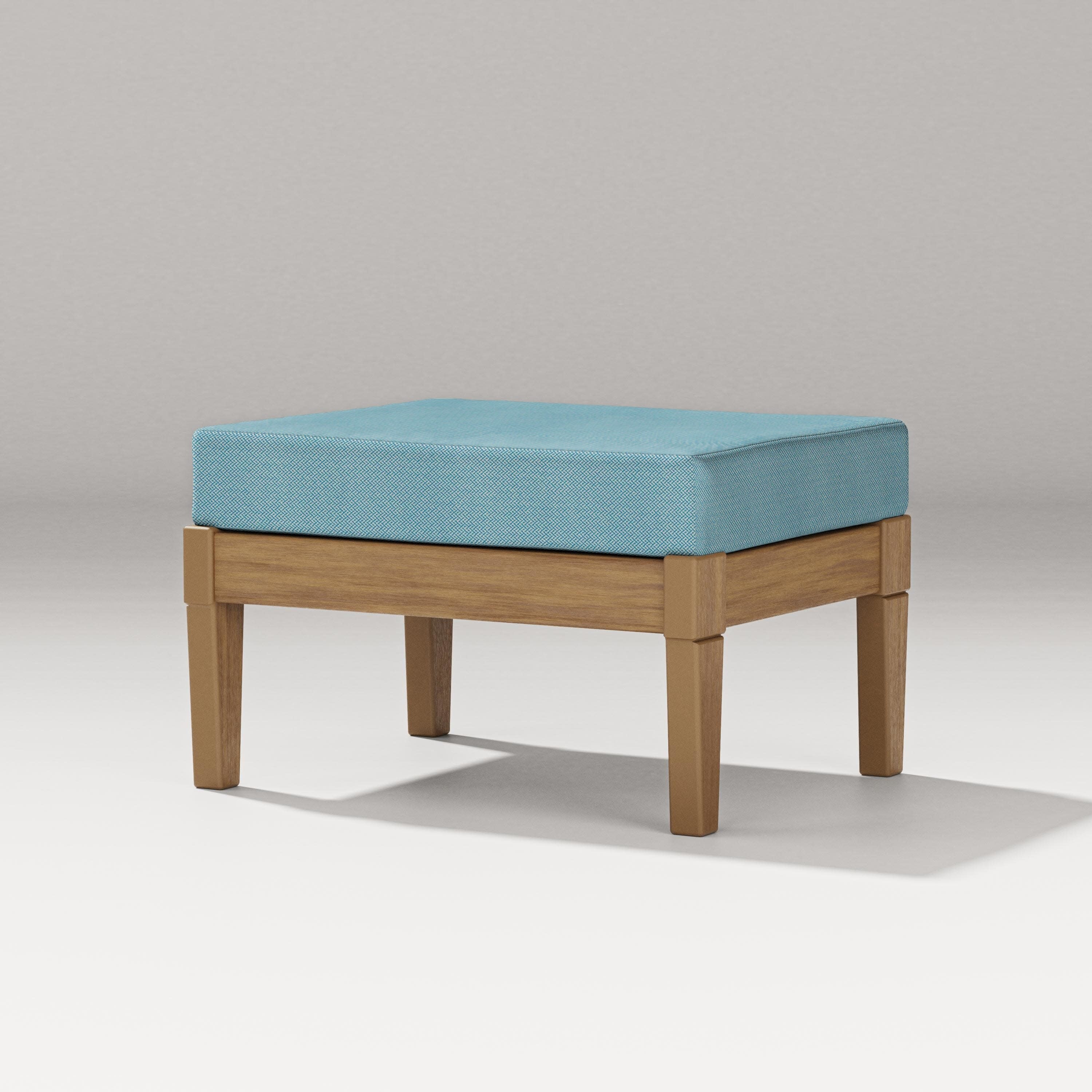 Estate Lounge Ottoman in Natural / Lattice Sky Blue
