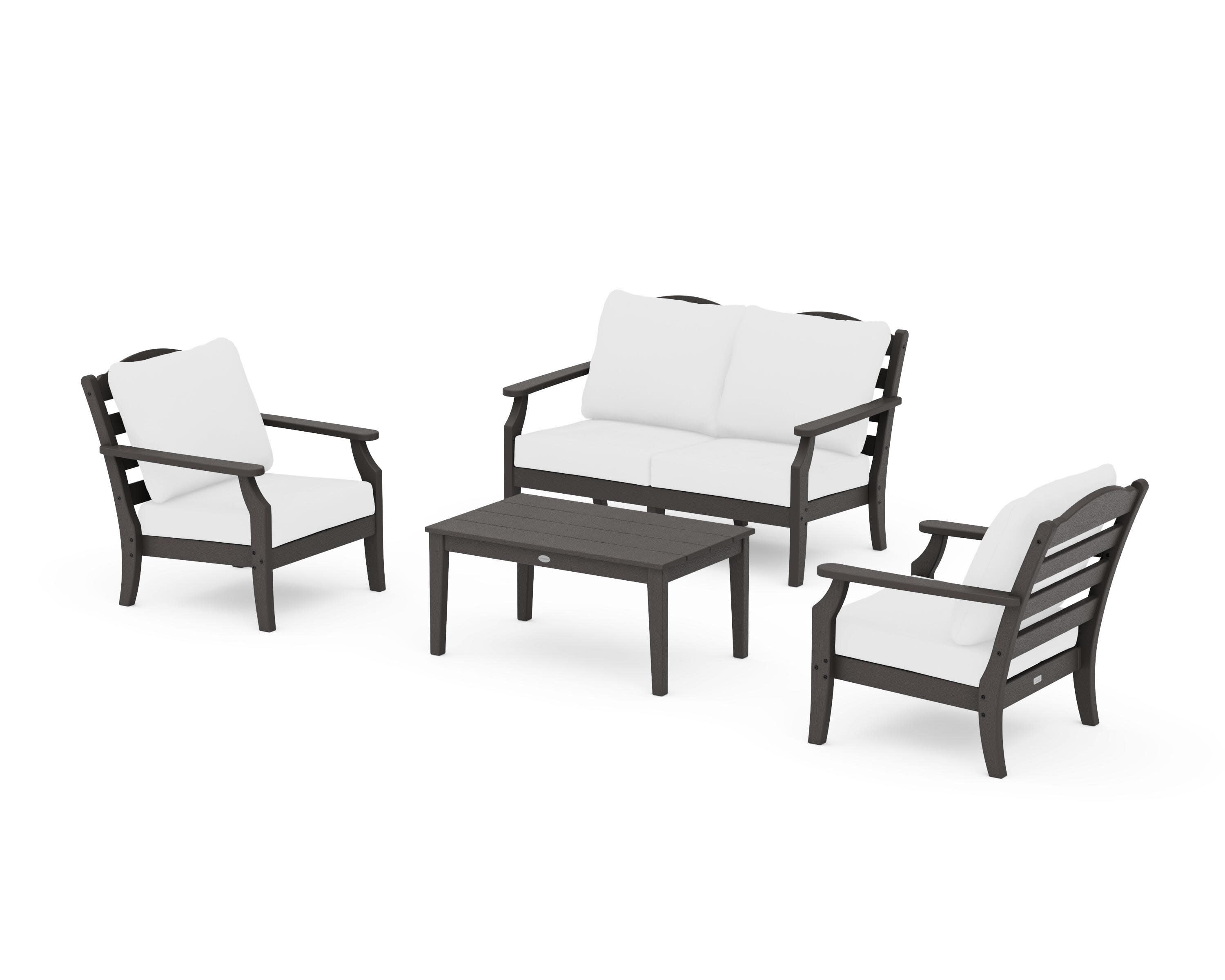 Savannah 4-Piece Deep Seating Set with Loveseat in Vintage Coffee / Natural