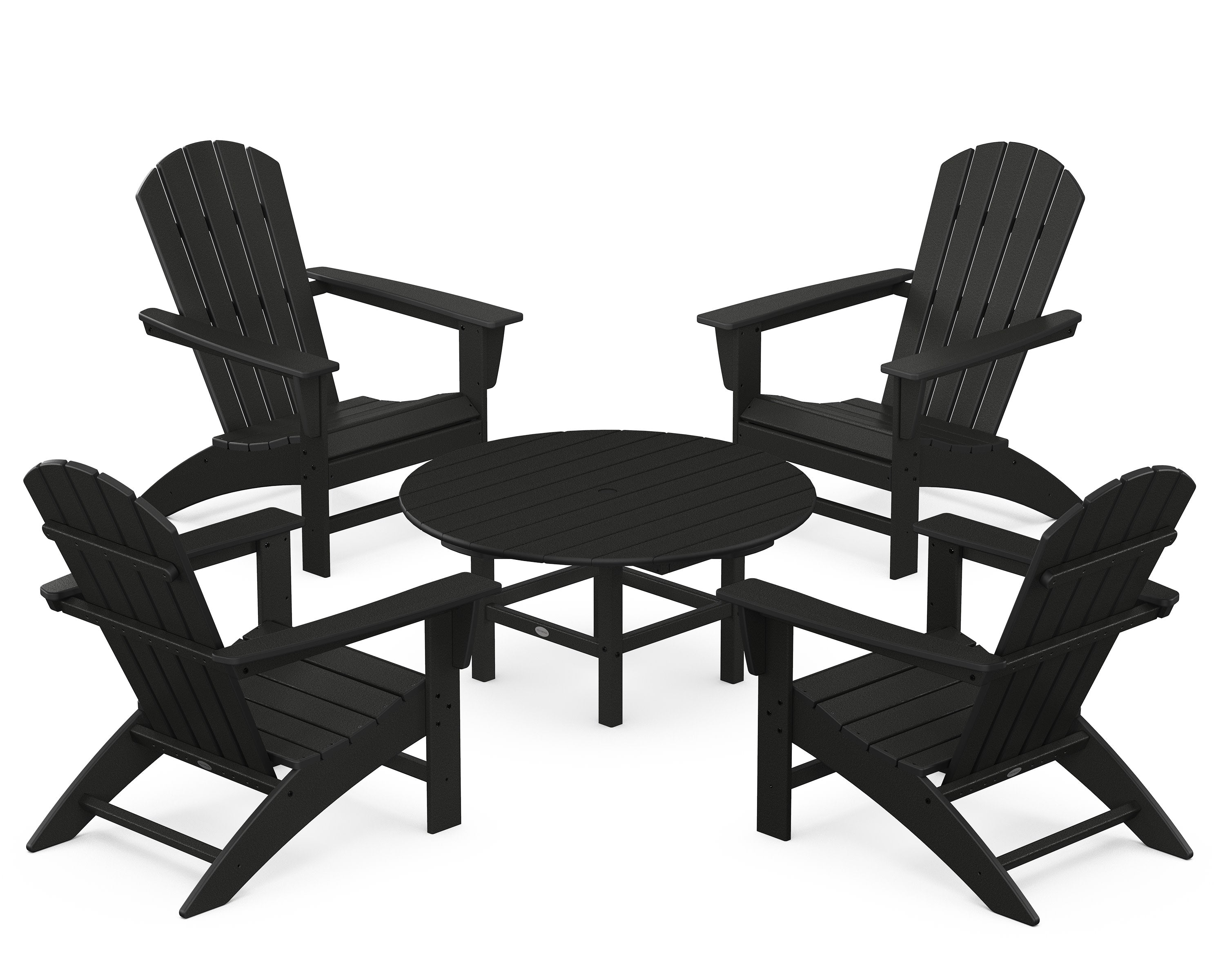 Nautical 5-Piece Adirondack Chair Conversation Set in Black