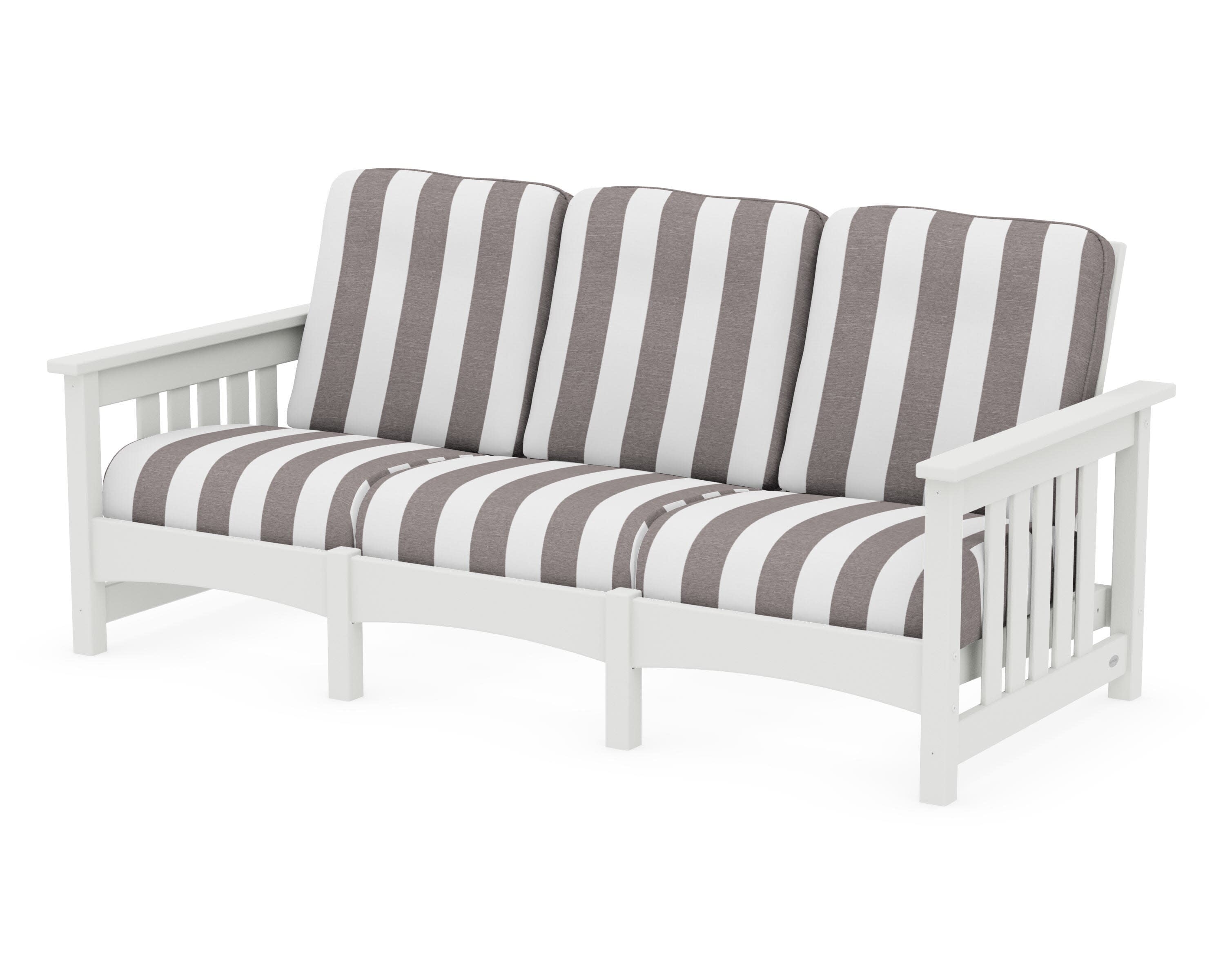 Club Mission Sofa in Vintage White / Cabana Stripe Grey Mist