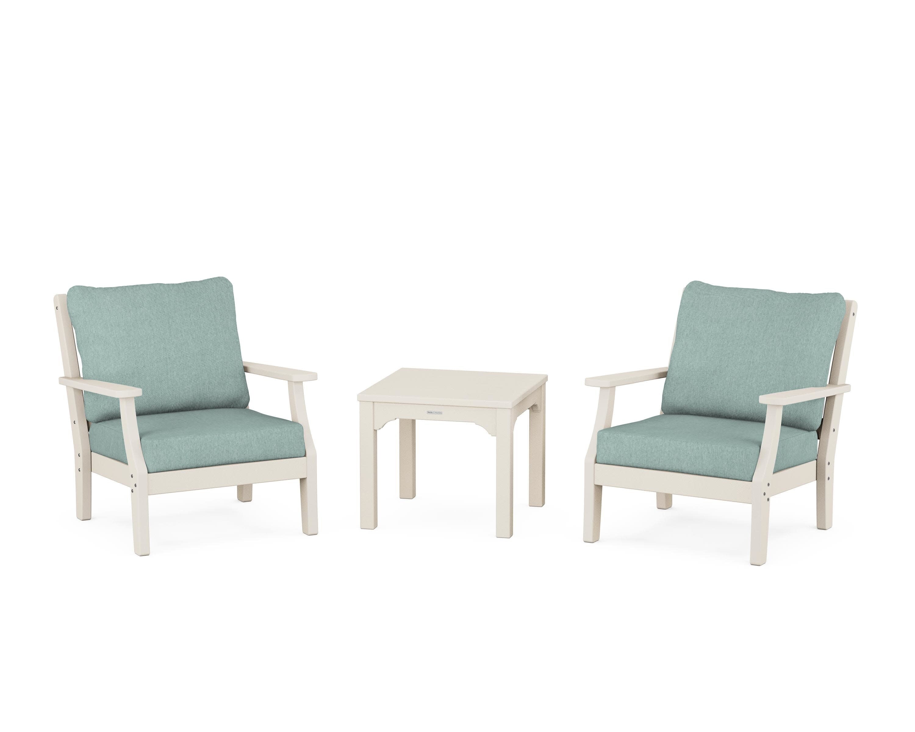 Chinoiserie 3-Piece Deep Seating Set in Sand / Glacier Spa